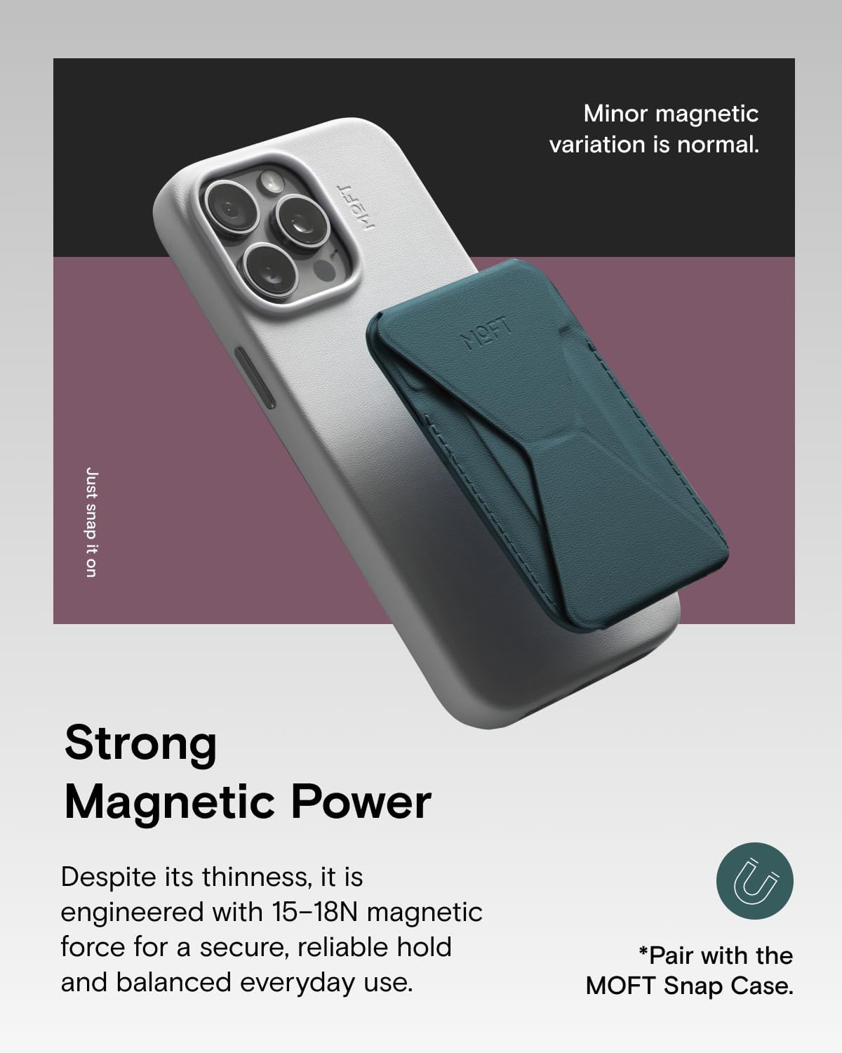 Detalle 2 de MOFT Magnetic Wallet Stand (MOVAS Vegan Leather) for iPhone 17/16/15/14/13/12 Series with MagSafe