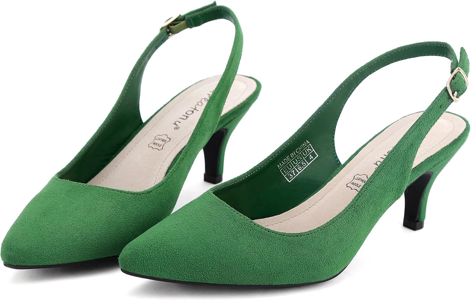 Detalle de Greatonu Pointed Toe Slingback Kitten Heels: Classic, Comfortable Office to Wedding Shoes