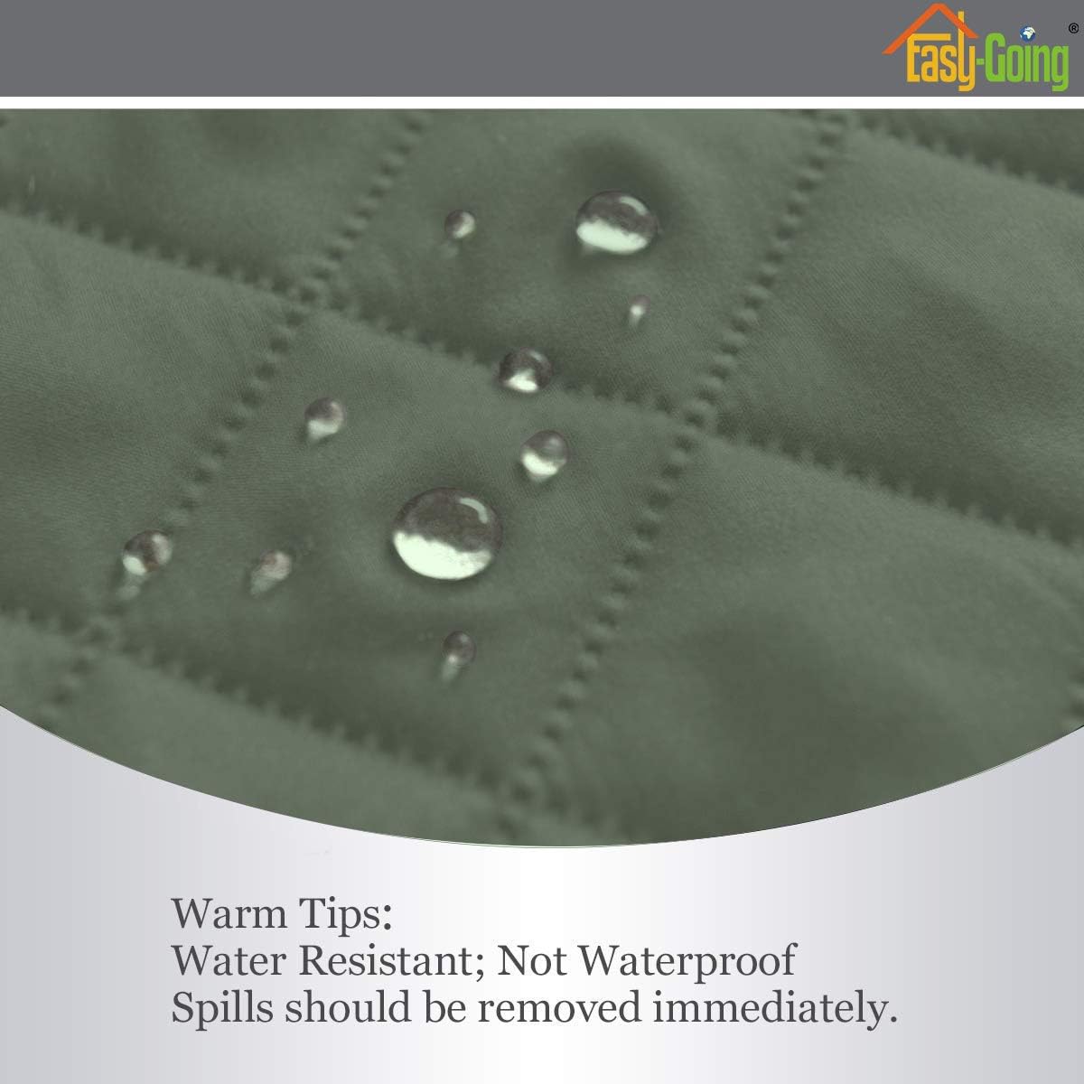 Thumbnail 3 de Easy-Going Reversible Oversized Couch Cover for 3 Cushion Sofas (Water-Resistant, Non-Slip Foam Sticks) — Greyish Green/Beige