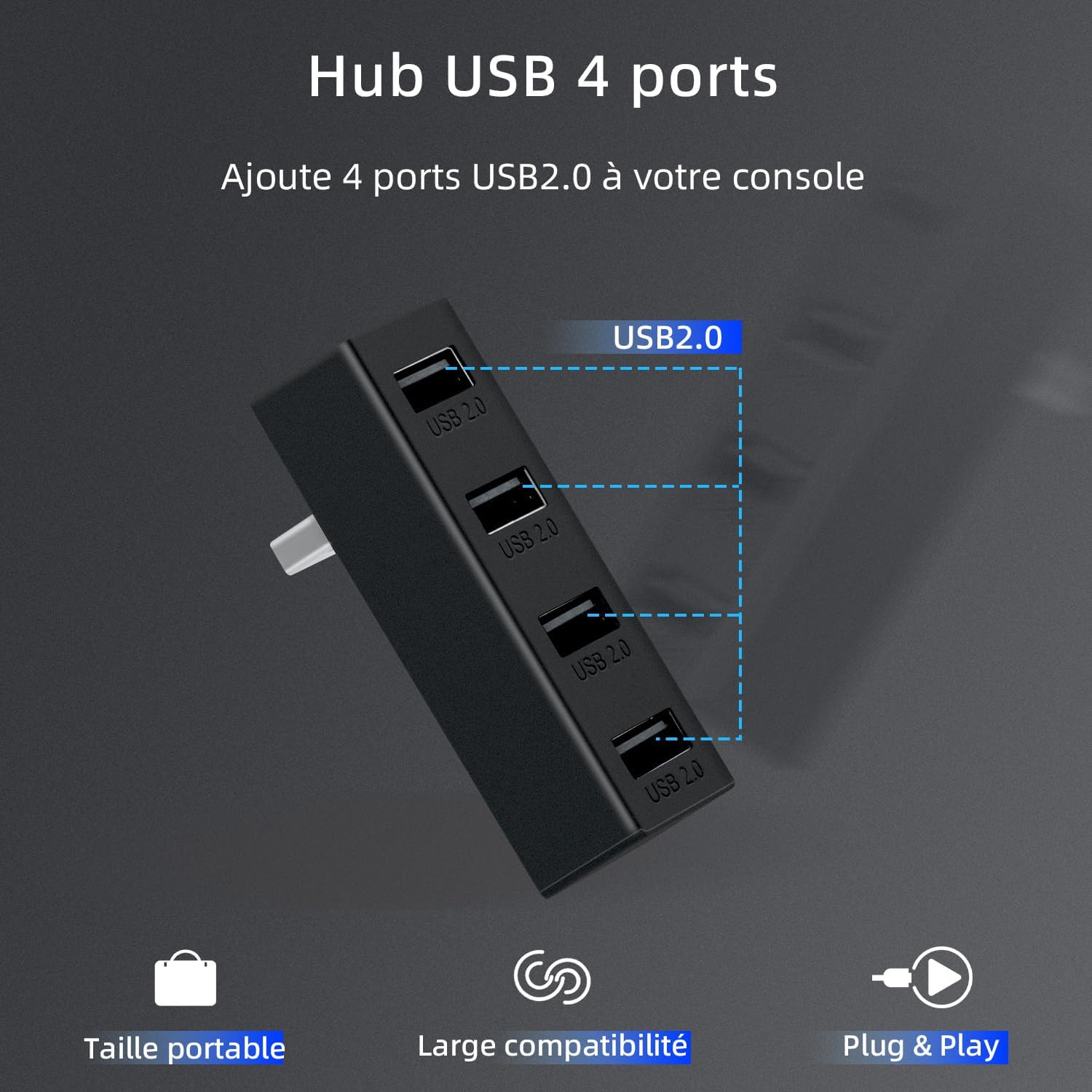 Thumbnail 1 de Mcbazel Hub USB 2.0 4 ports pour Xbox Series X/S (noir) : extension portable Plug and Play