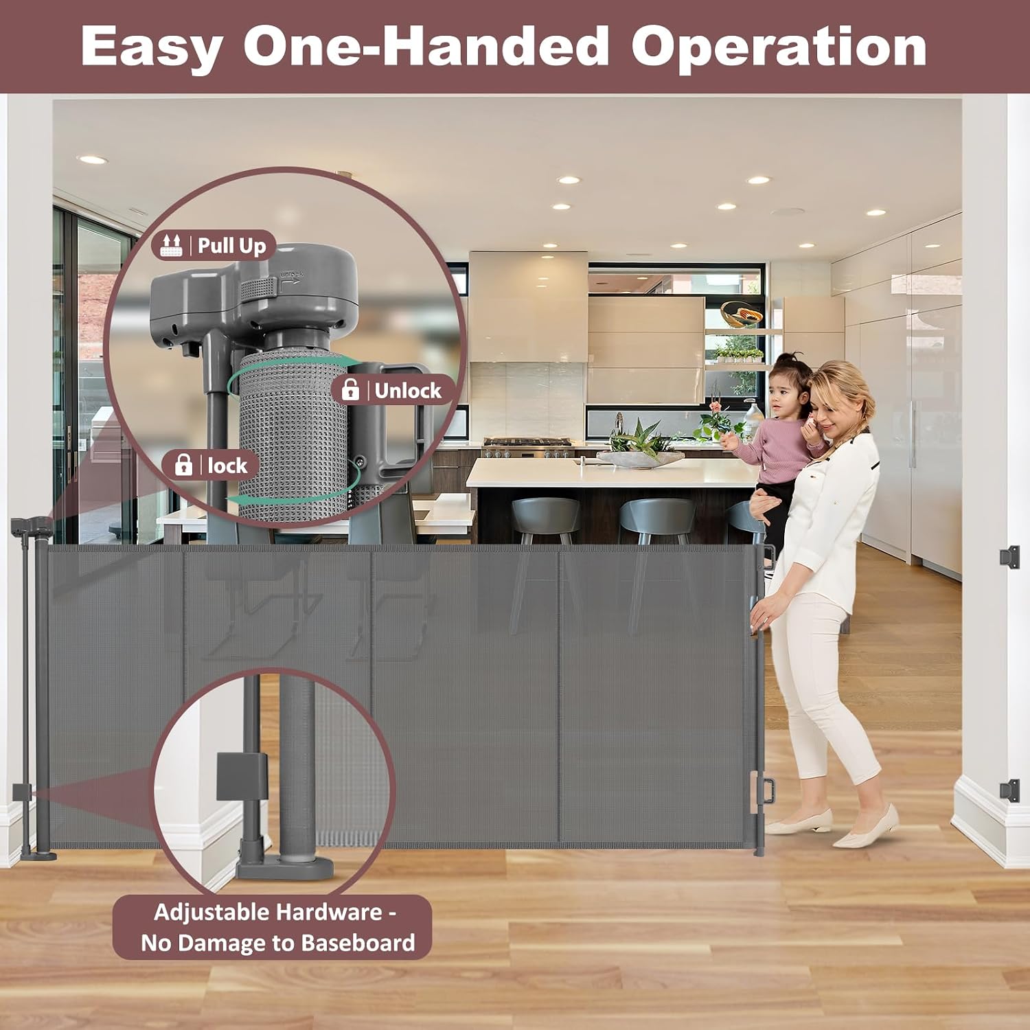 Thumbnail 6 de 41" Extra Tall Retractable Pet Gate, Up to 100" Wide, Gray