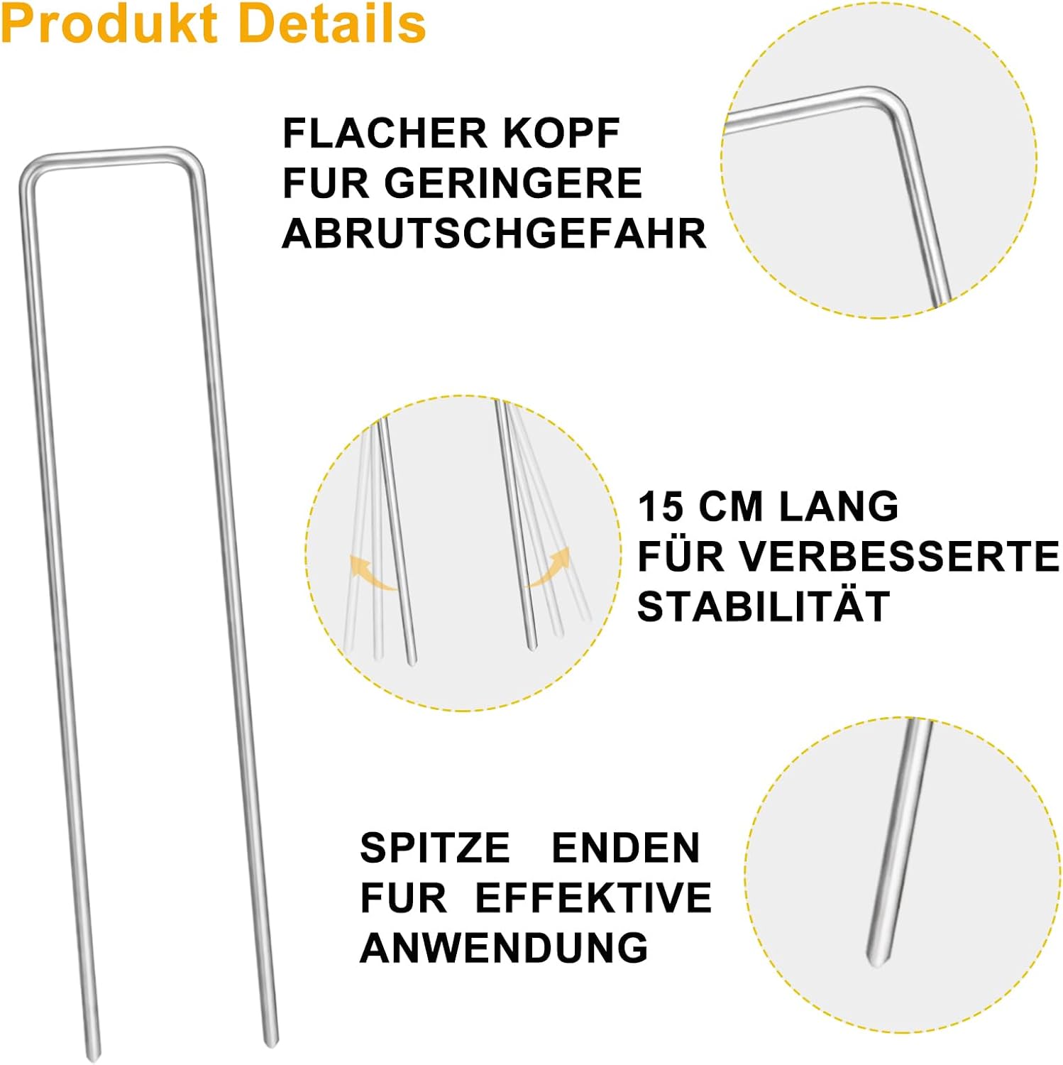 Detalle de HOEXSPRAY BDS-03-A U-vormige grondpennen van verzinkt staal, 15 cm, 100 stuks
