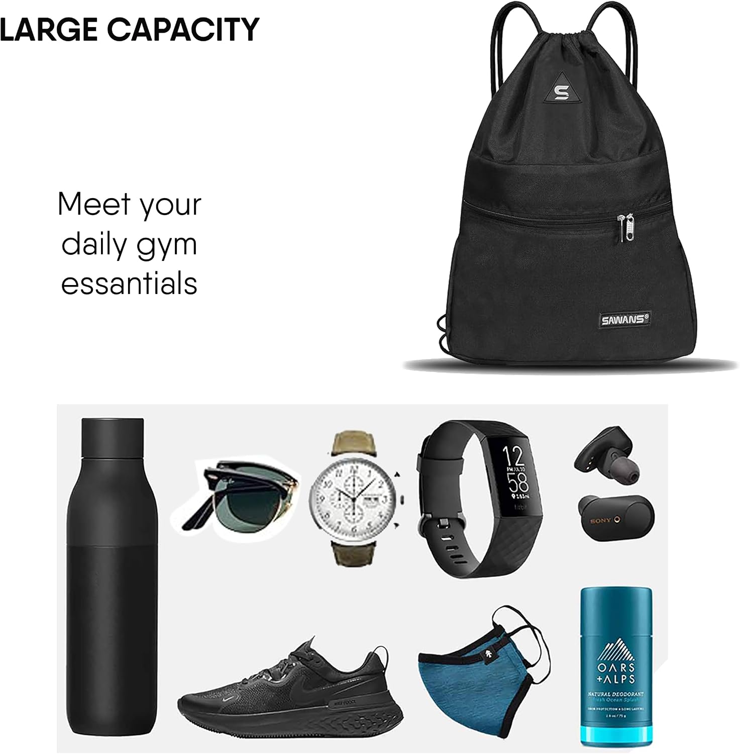 Thumbnail 4 de Drawstring Gym Sport Bag Waterproof Pocket Zipper