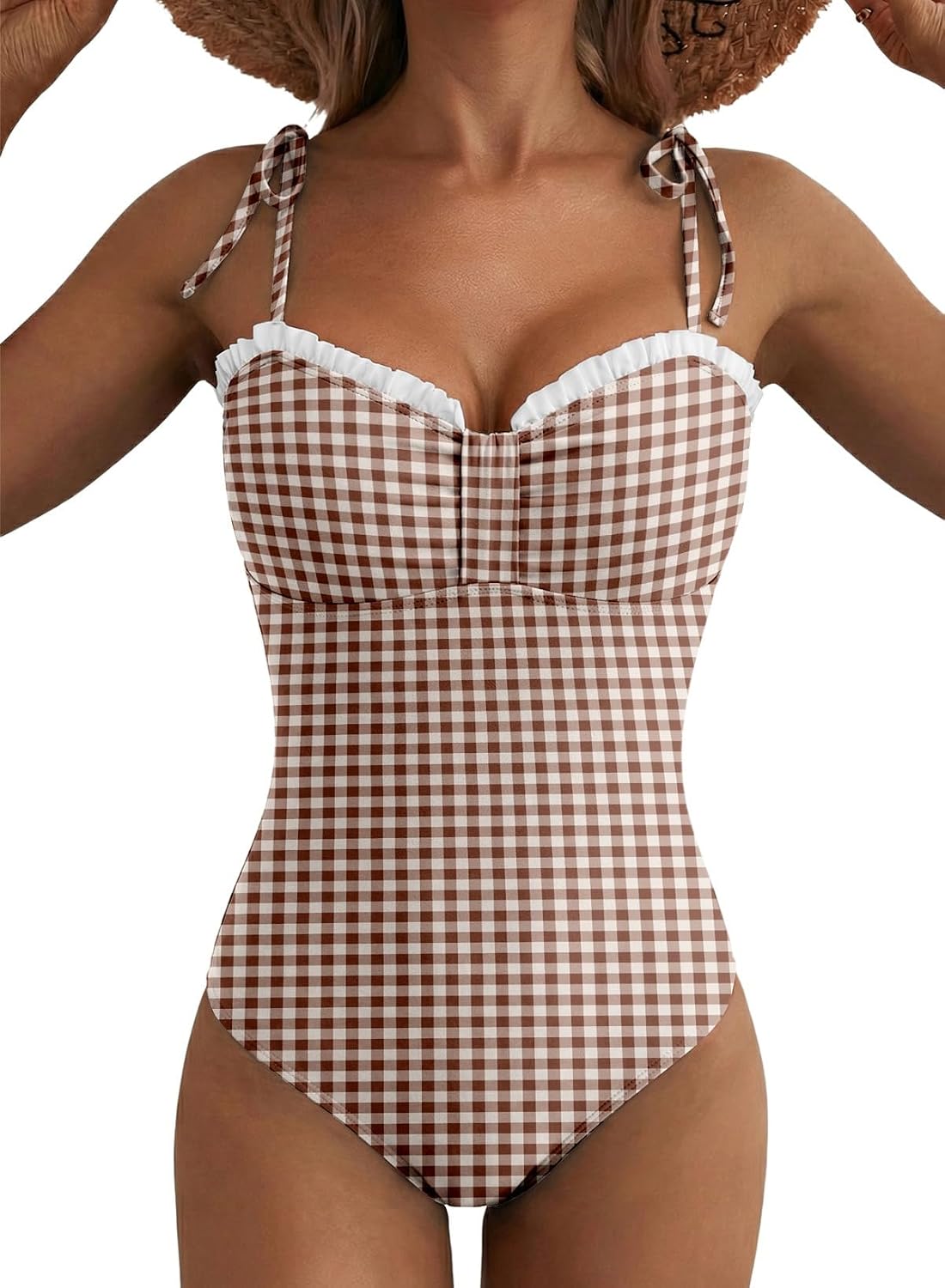 Imagen de Herseas Women’s Striped One Piece Swimsuit with Tie Shoulder Straps and High Cut — 2026 Summer Beachwear en OfertitasTOP