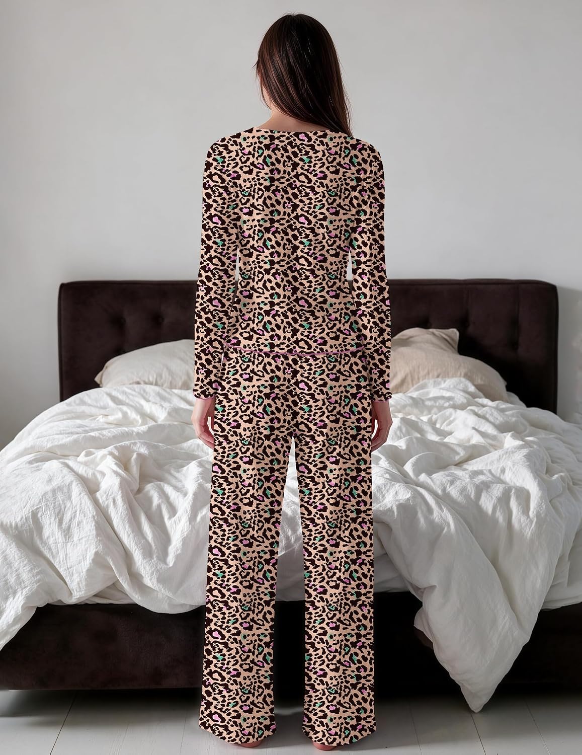 Detalle de Ekouaer Women's Pajama Set, Pointelle Knit