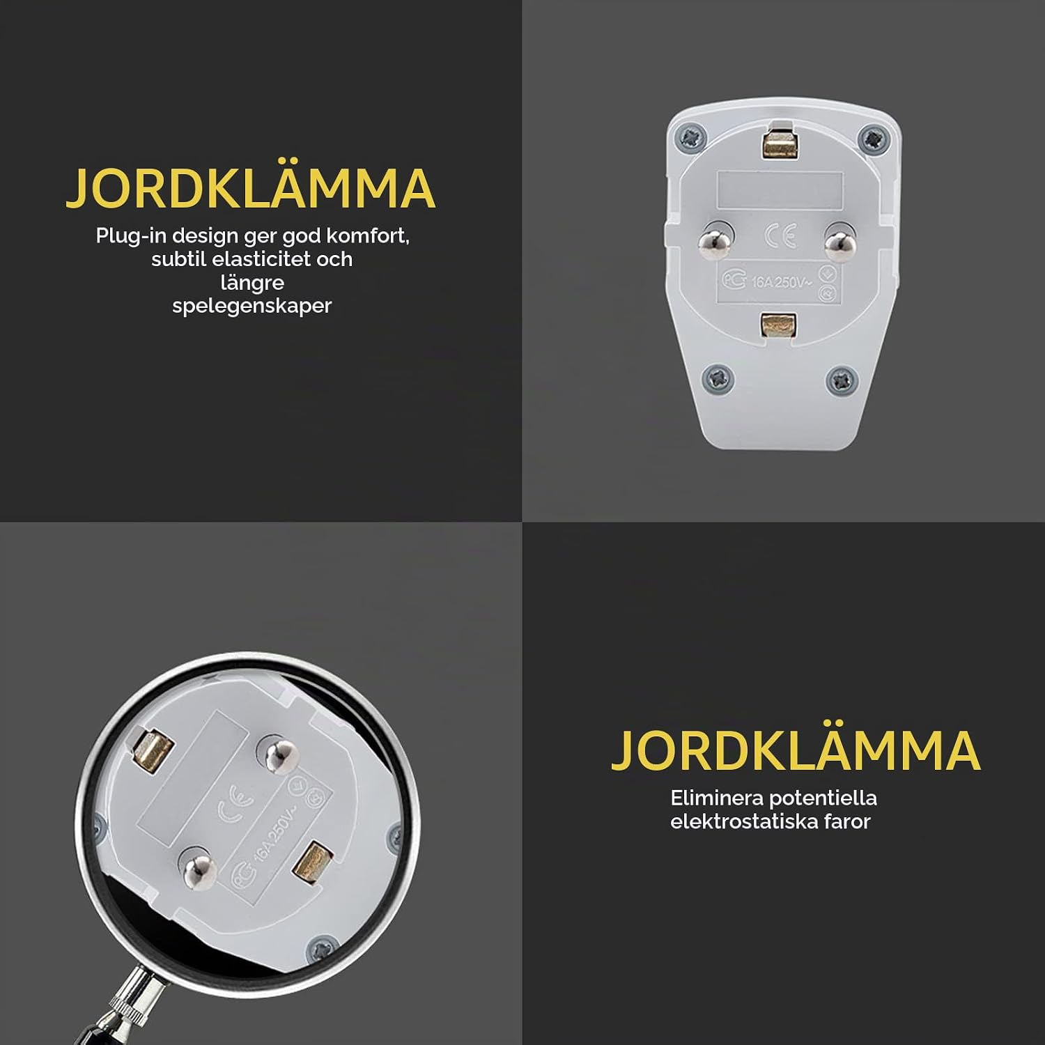 Detalle de HITRENDS Schuko-kontakt med strömbrytare, IP20, 250 V, 16 A, vit, 3-pack