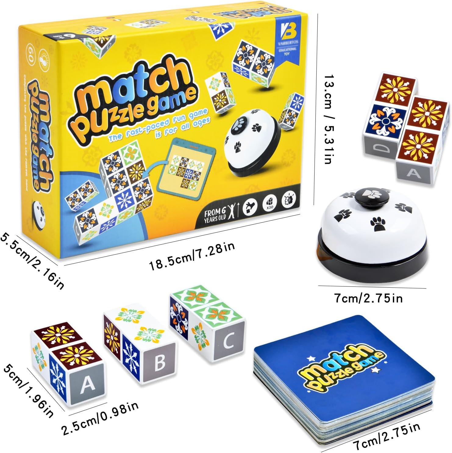 Detalle de LADVATKIN Holz-Matching-Game Puzzle „Shape Pattern Block“ 2.0 mit Glocke für Family Night
