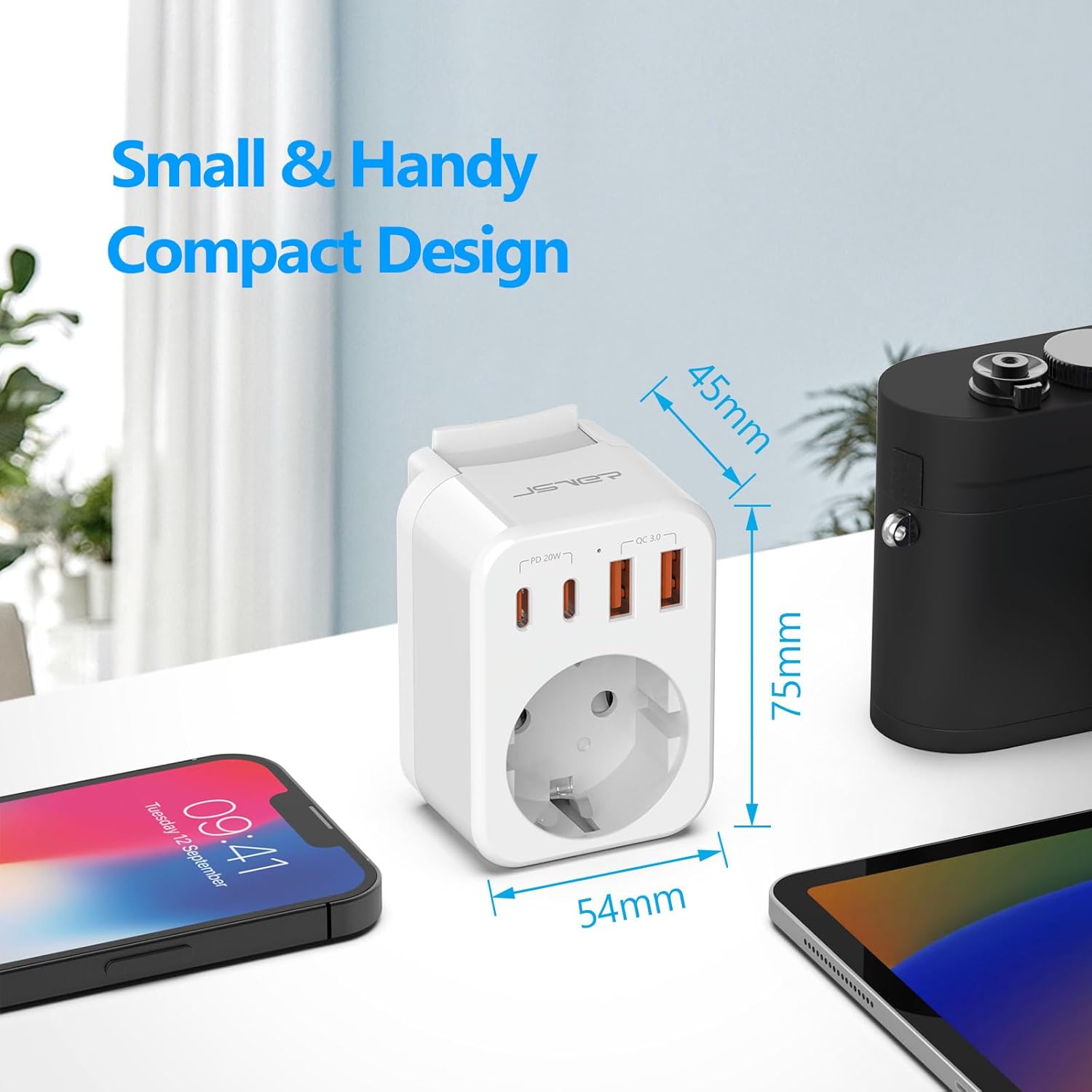 Thumbnail 4 de JSVER Adaptateur prise universelle voyage avec USB‑C (PD 20 W) et 8 connecteurs