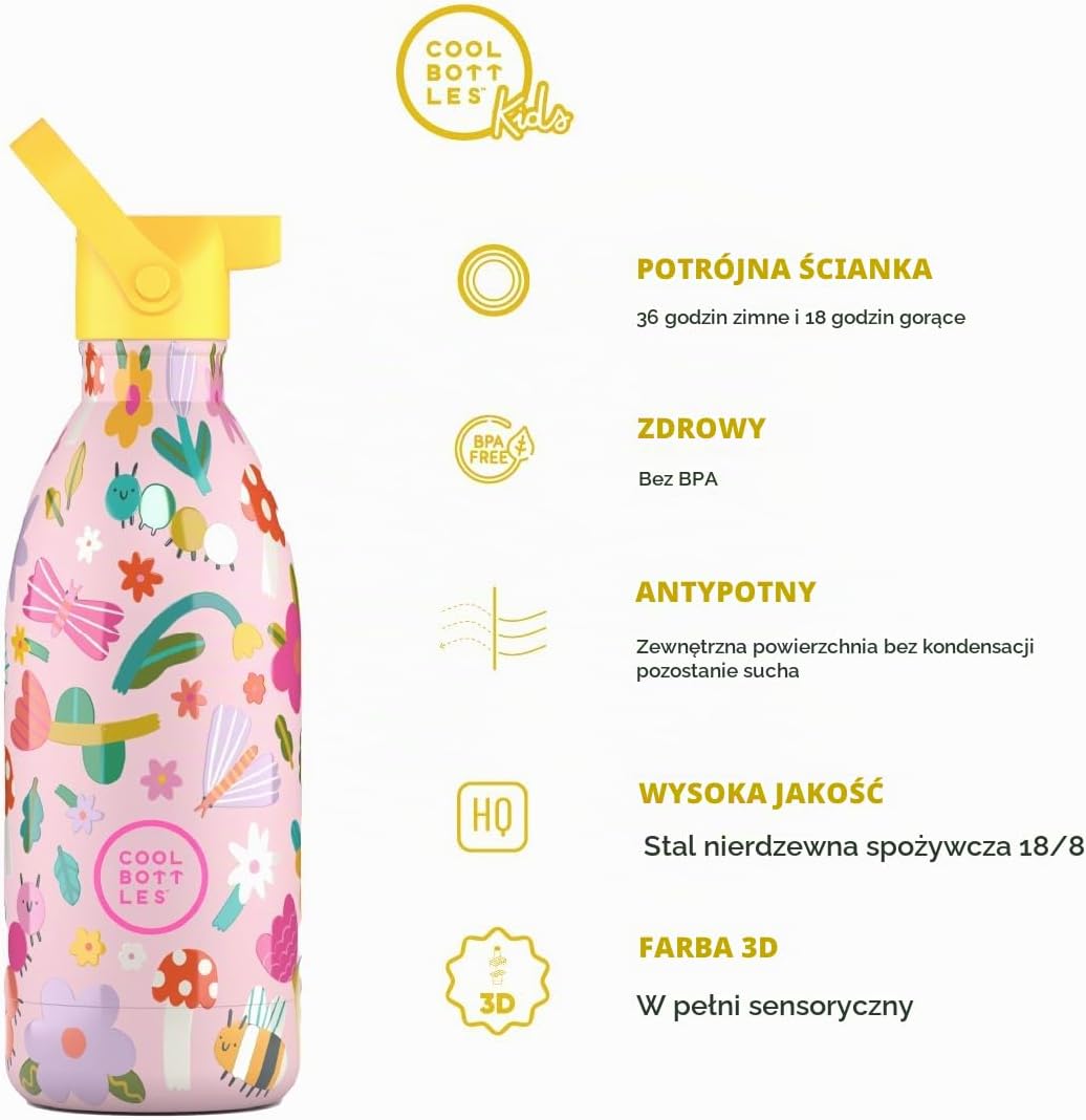 Detalle 2 de Cool Bottles CBBK50BL – butelka termiczna dla dzieci 500 ml, Bug Life