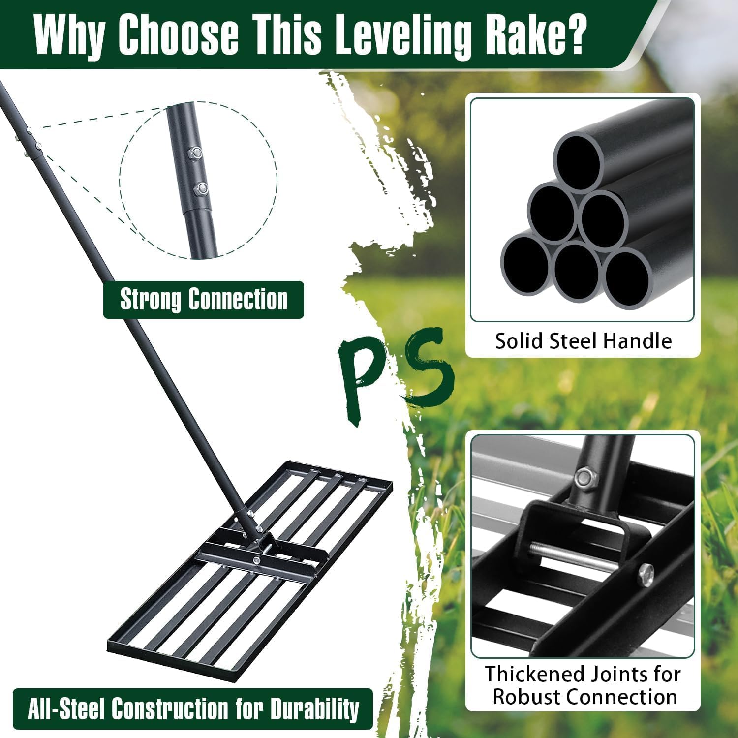 Thumbnail 2 de Jardineer Lawn Levelling Rake 91cm 183cm Handle