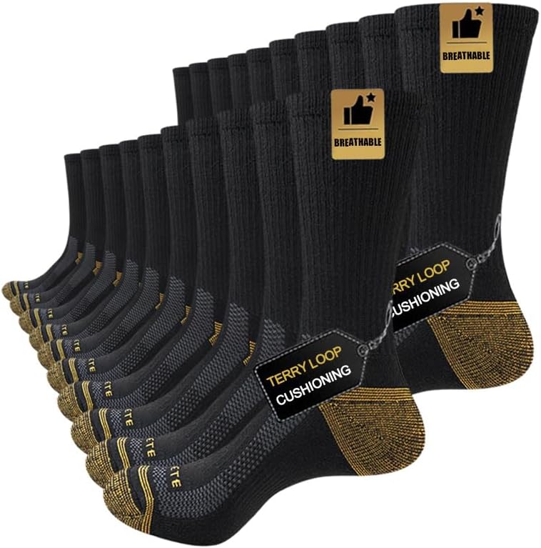 Detalle de JOYNÉE Mens Athletic Crew Socks (5/10 Pairs) Lightweight Cushioned Breathable Work & Running Socks