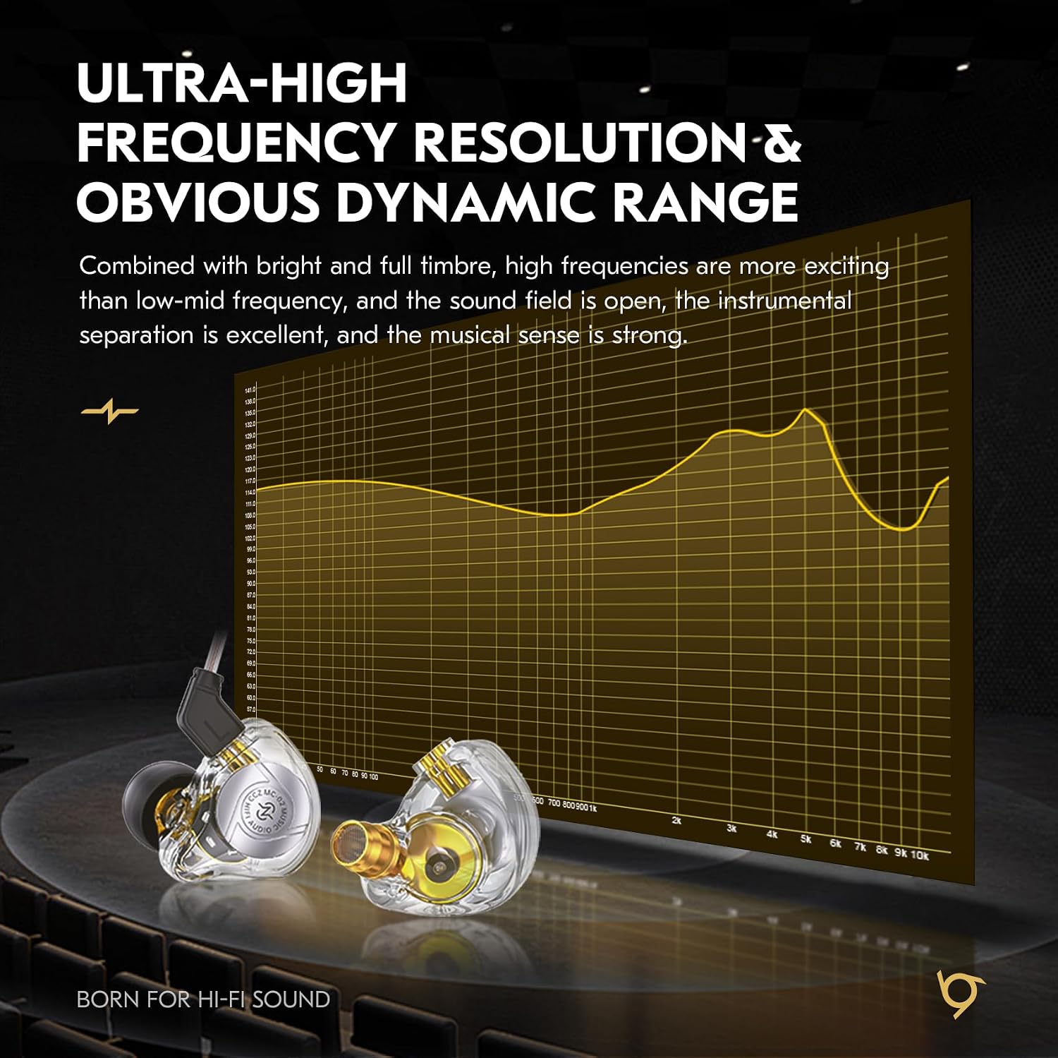 Detalle de Keephifi CCZ MC02 Gaming Earbuds: Wired In-Ear Monitors with 10mm Dual Magnetic DD