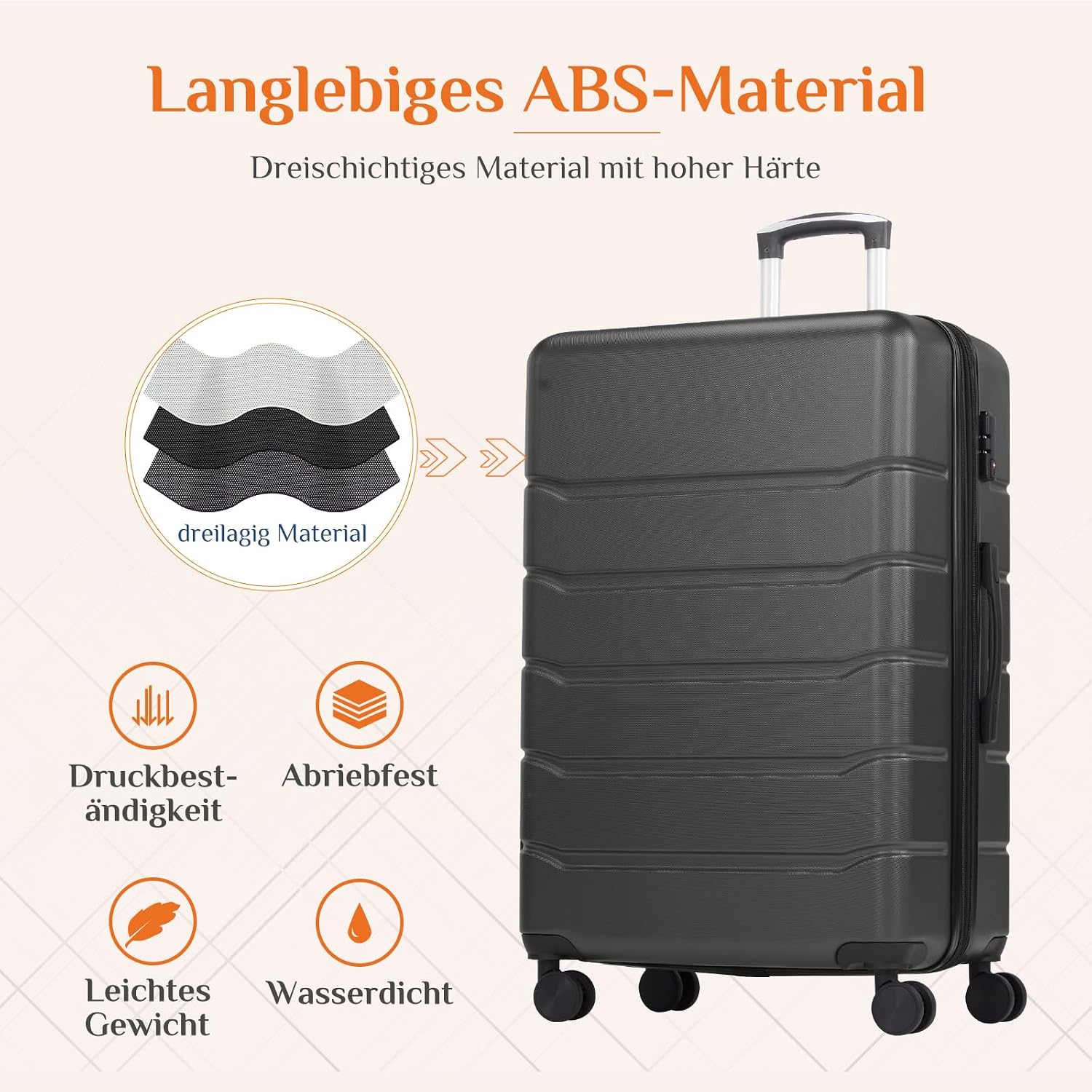 Thumbnail 6 de Sweetcrispy Kofferset 3-teilig Hartschale ABS+PC – TSA, 360° Leise Rollen, Erweiterbar 20/24/28 Zoll