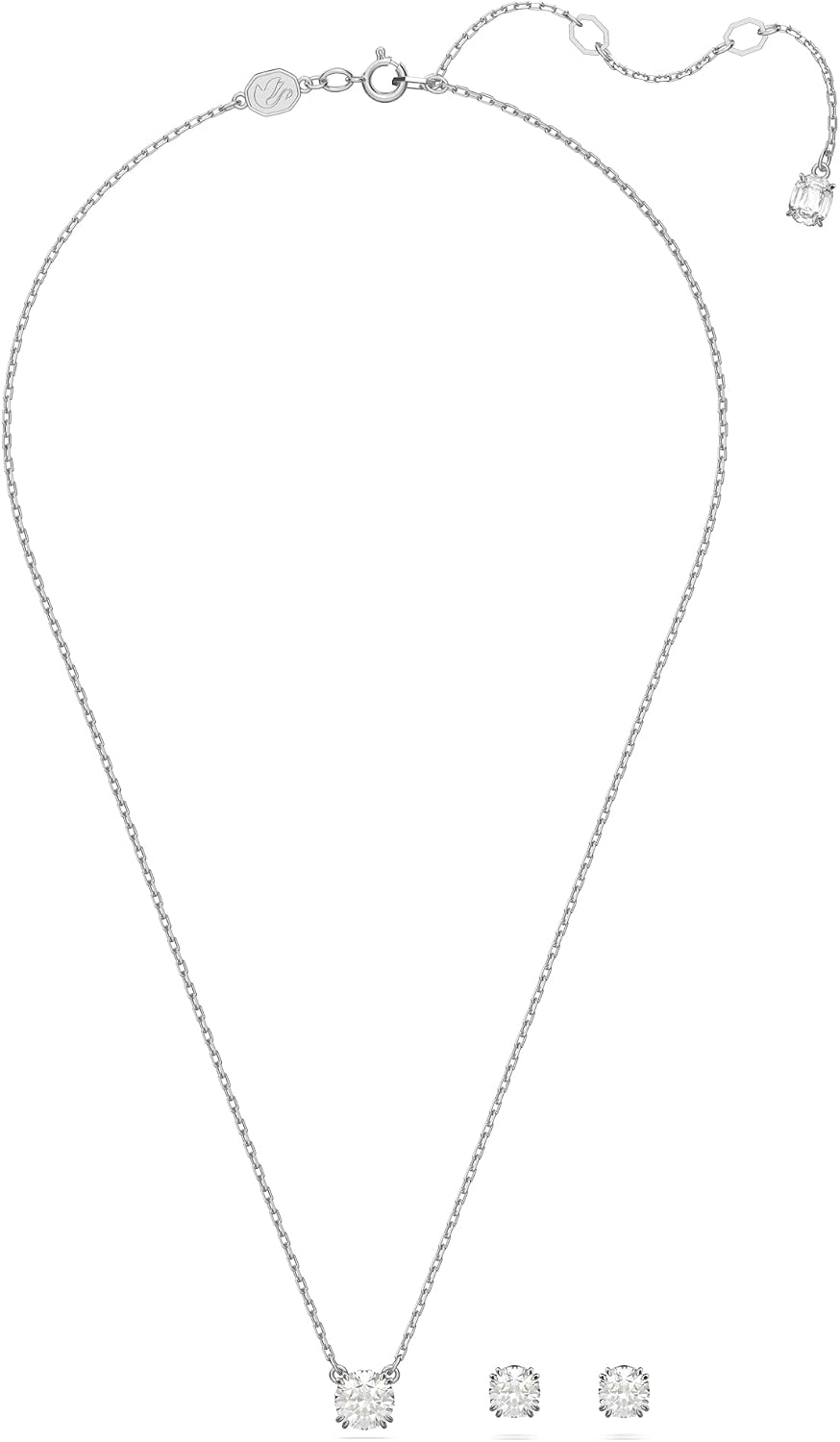 Detalle 2 de Swarovski Stilla Set Weiß Rhodiniert Halskette Ohrringe