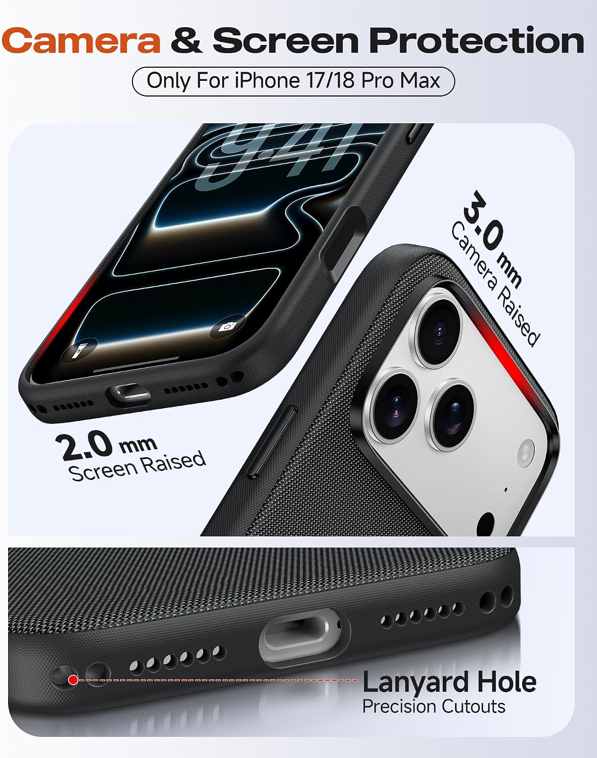 Detalle 2 de LeYi TechWoven Case for iPhone 18 Pro Max / iPhone 17 Pro Max with MagSafe, Black