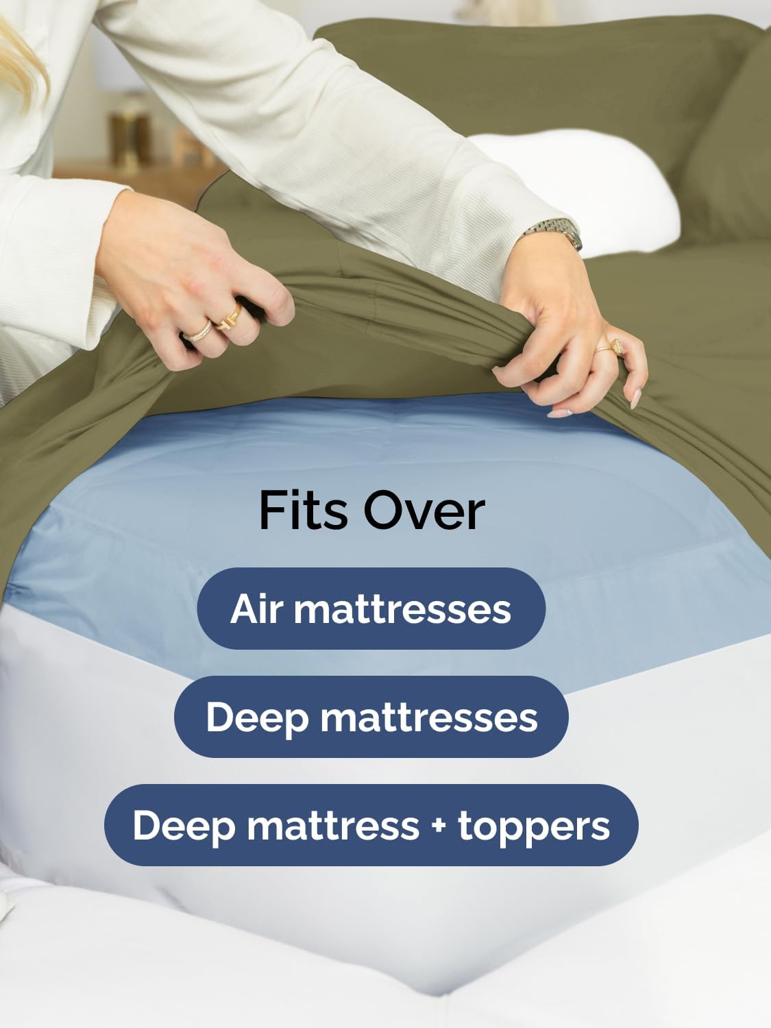 Thumbnail 5 de CGK Unlimited 21InchFittedQueenSageGreen Queen Fitted Sheet, Sage Green