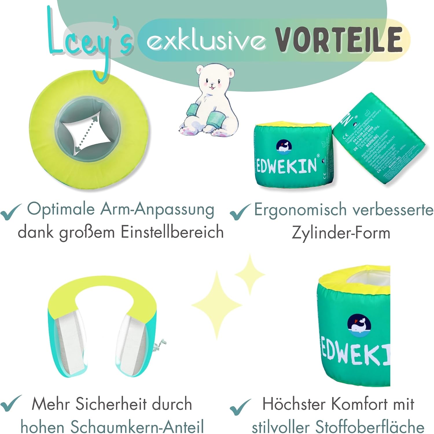 Detalle de EDWEKIN Premium Schwimmflügel Kinder 1–6 Jahre