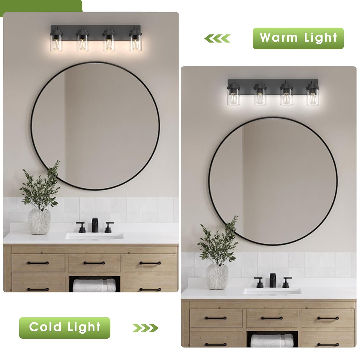 Detalle 2 de Espird L08-4-BK 4-Light Bathroom Vanity Light, Matte Black, Clear Glass