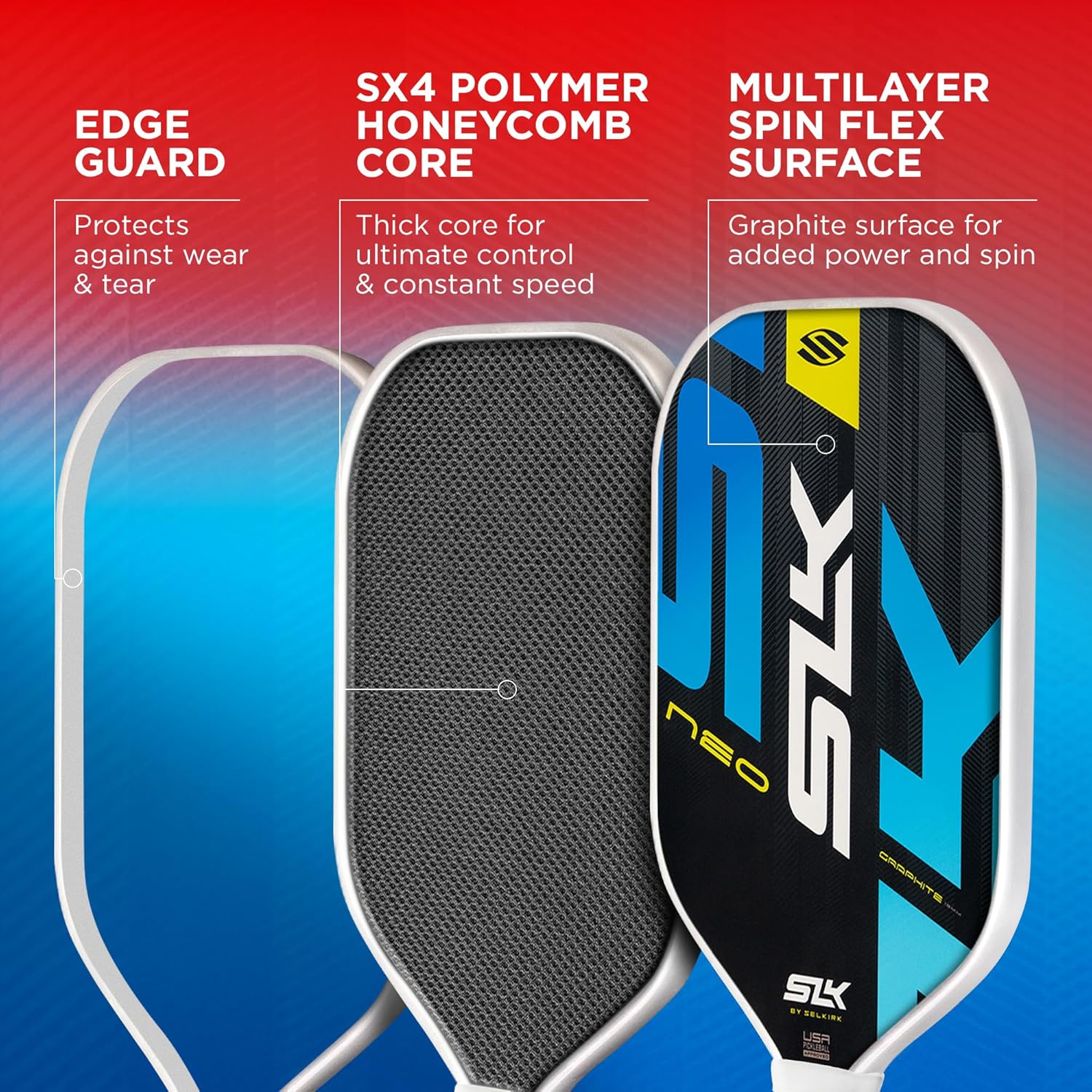 Detalle de Selkirk Sport SLK Pickleball Paddles Set of 2 (SLK Neo Graphite, SLK Neo Fiberglass or SLK Atlas Bundle)