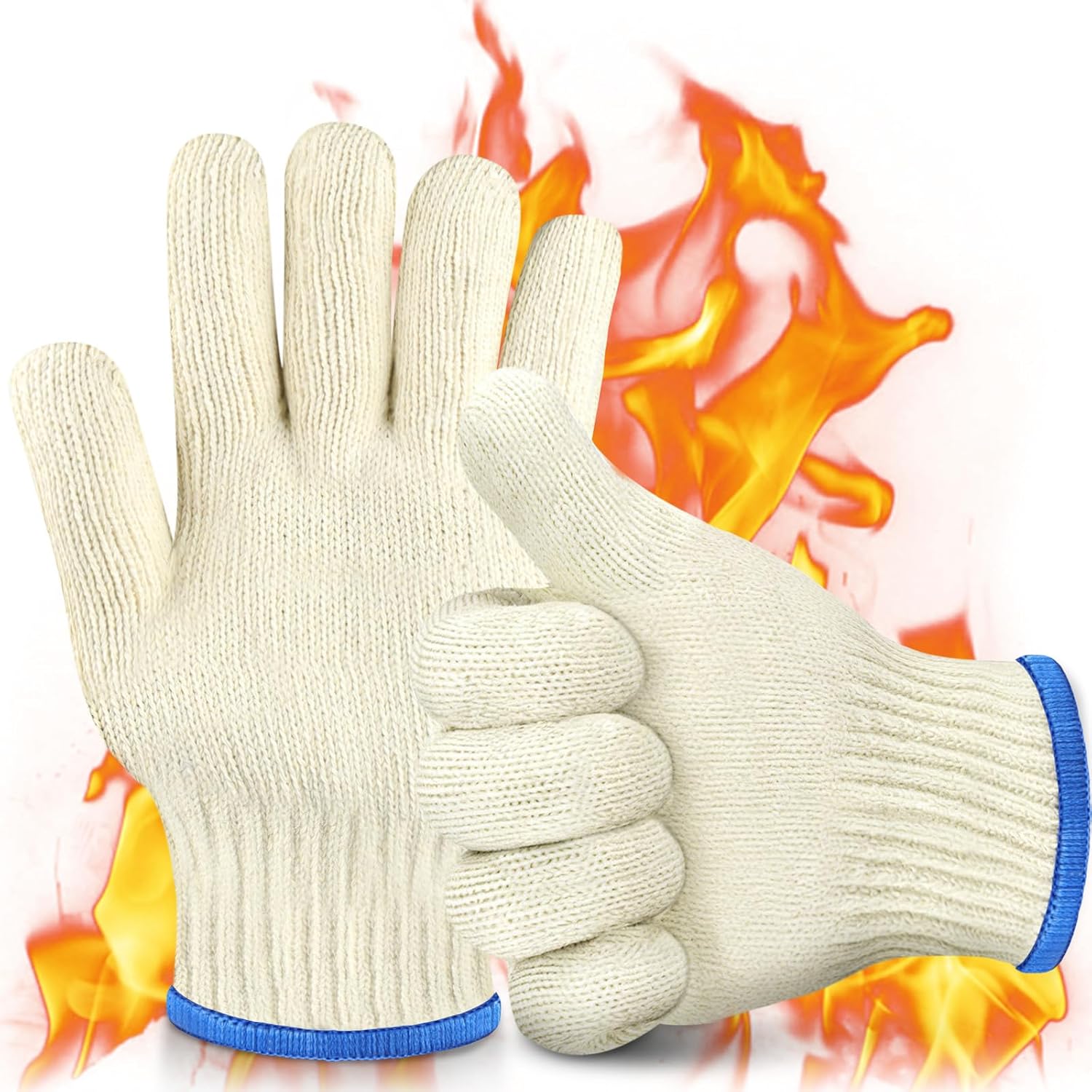 Detalle de AUAUY ovenhandschoenen, dubbel gebreid katoen met vijf vingers, tot 250 °C
