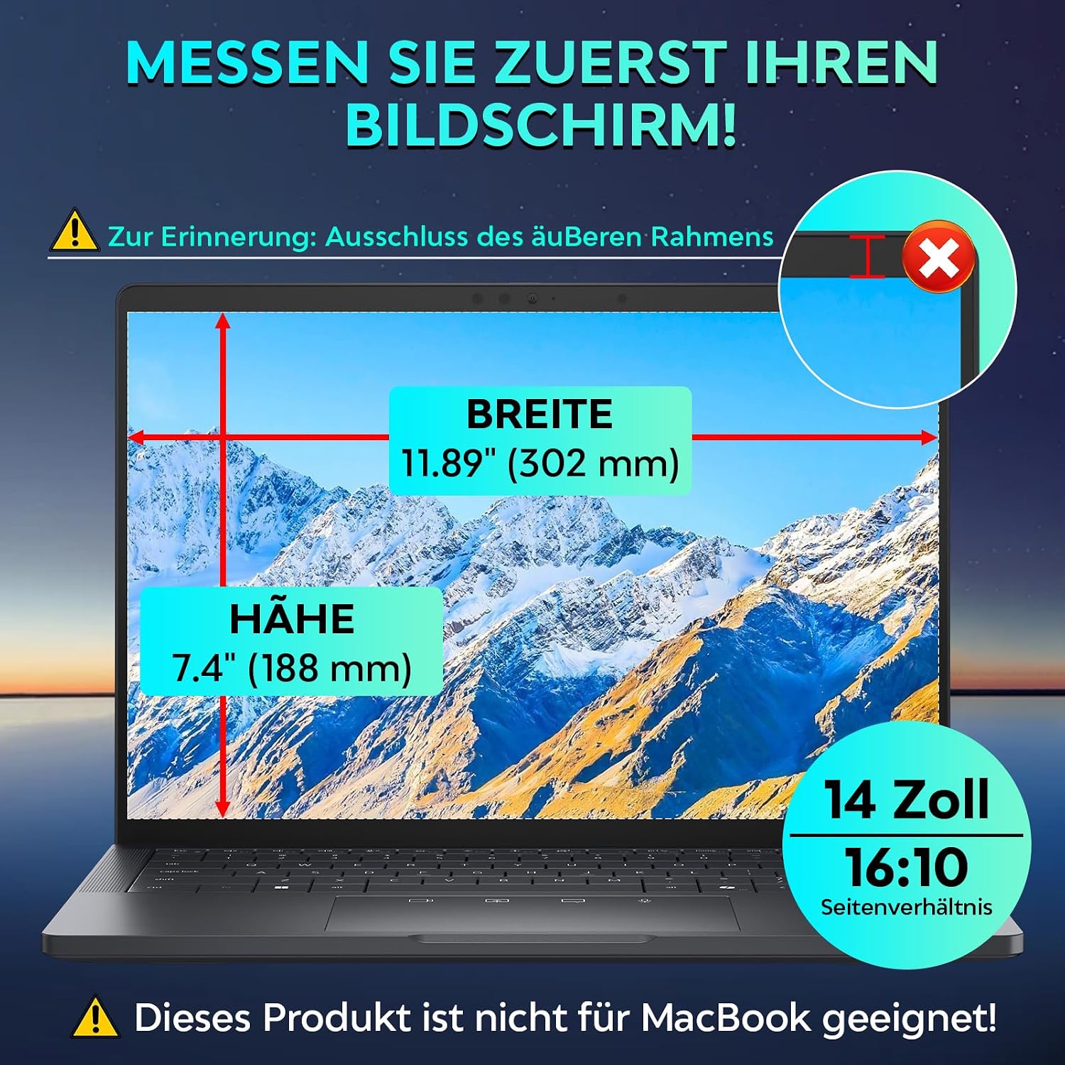 Detalle 2 de LUSA DESIGN Sichtschutzfolie 14 Zoll 16:10
