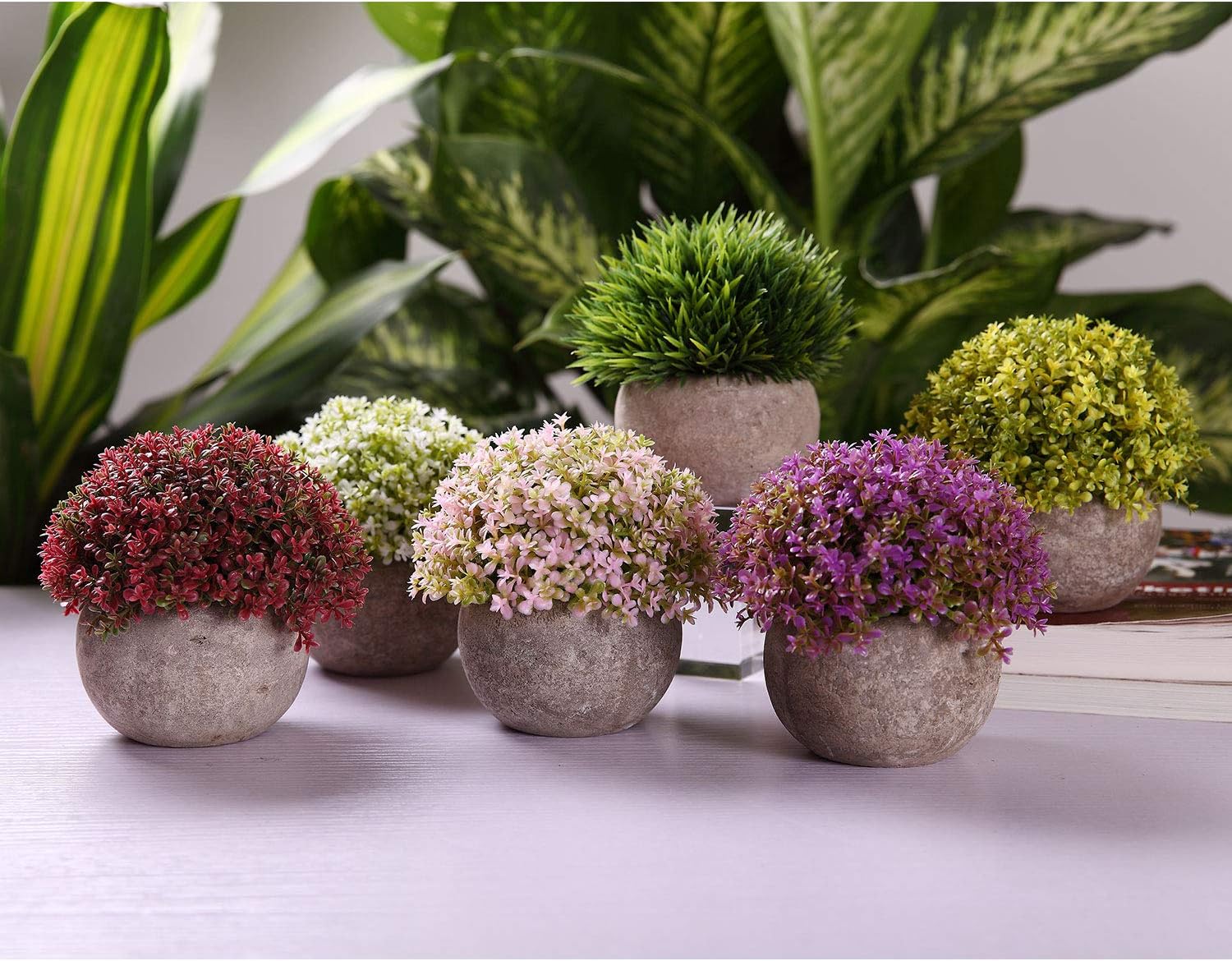 Thumbnail 1 de T4U set van 6 kunstplanten in pot voor binnen, multicolor en compact