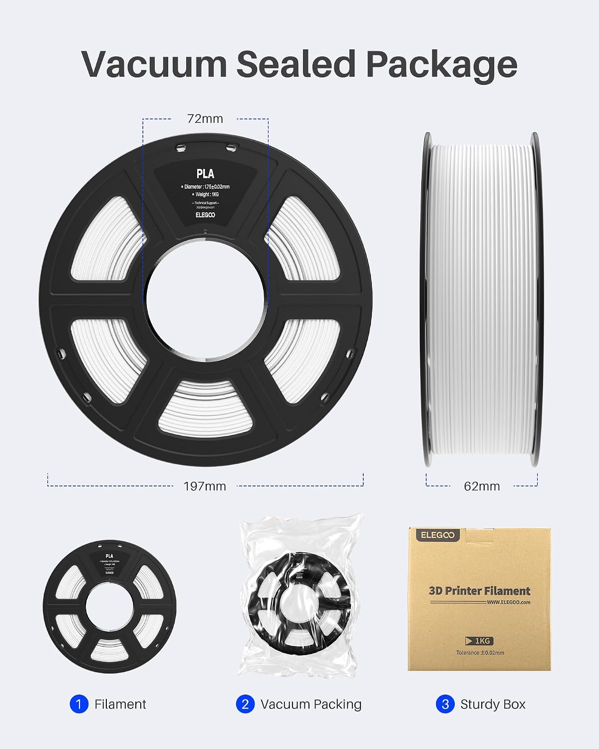 Thumbnail 5 de ELEGOO PLA 1.75mm Black 4 kg filament for FDM printers ๐จ