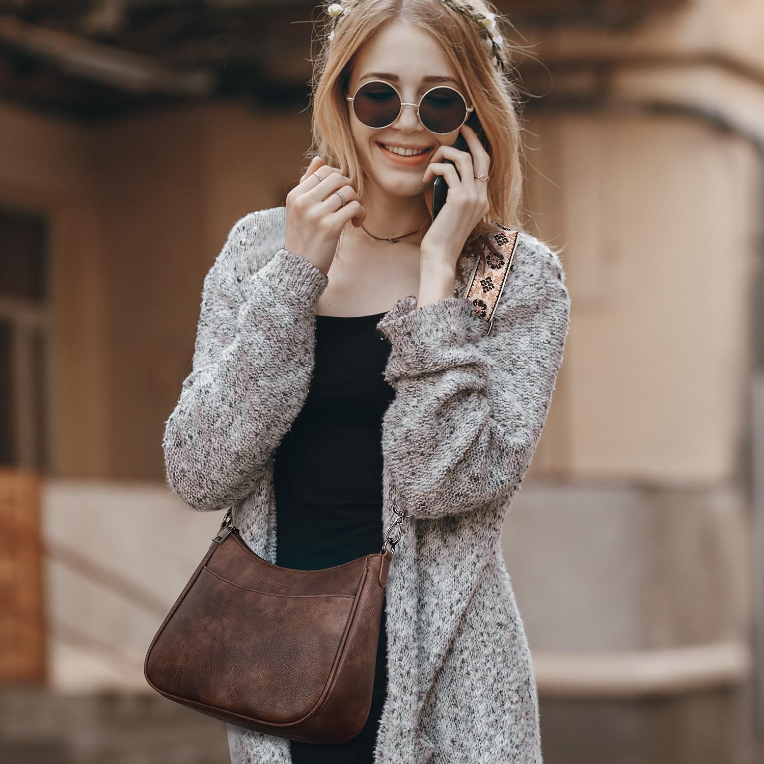 Thumbnail 1 de APHISON Klein Crossbody Bag mit breitem Gurt – vegane Umhängetasche mit Kartenfach