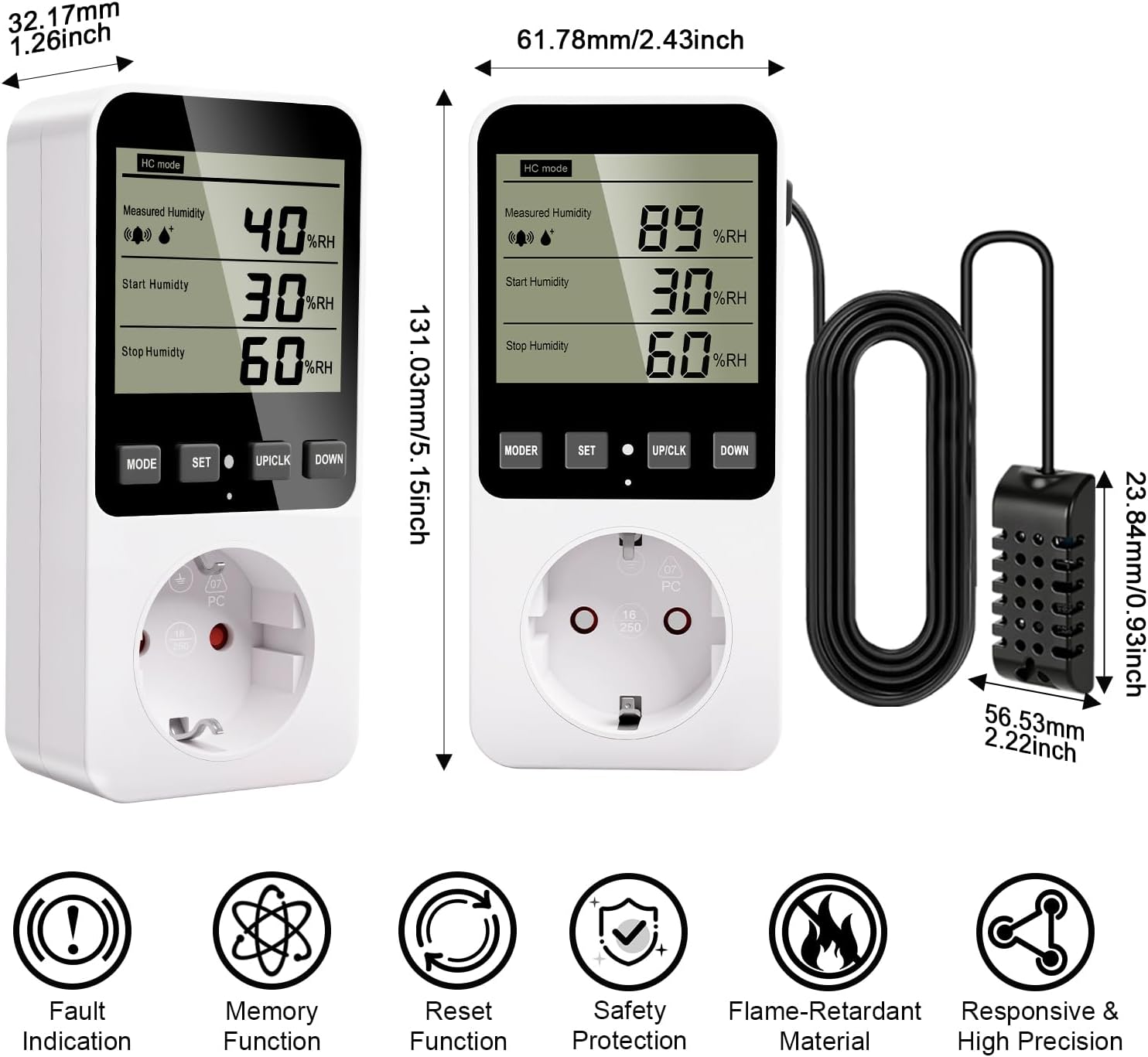 Detalle de Gbformat Feuchtigkeitsregler/Temperaturregler thermostaat- en hygrostaatstekker met timer