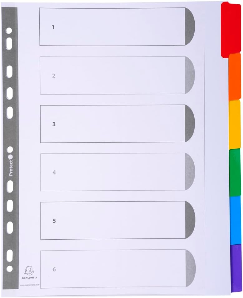 Thumbnail 3 de Exacompta 4306SE – Pack de 5 jeux d'intercalaires A4 Maxi, 160 g/m2, FSC, 6 onglets colorés et renforcés