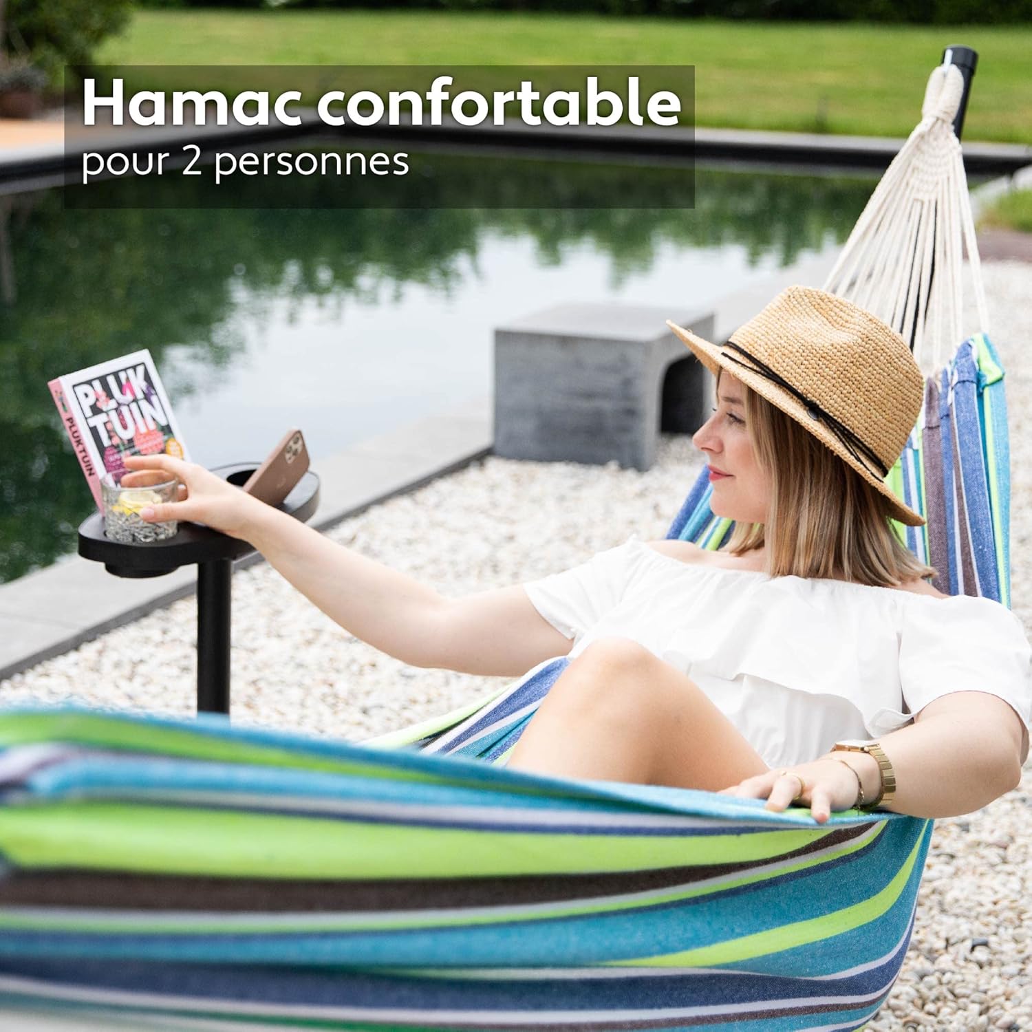 Thumbnail 2 de Vita5 Hamac sur Pied Extérieur – Duo confortable avec toile en coton, cadre en acier et sac de transport