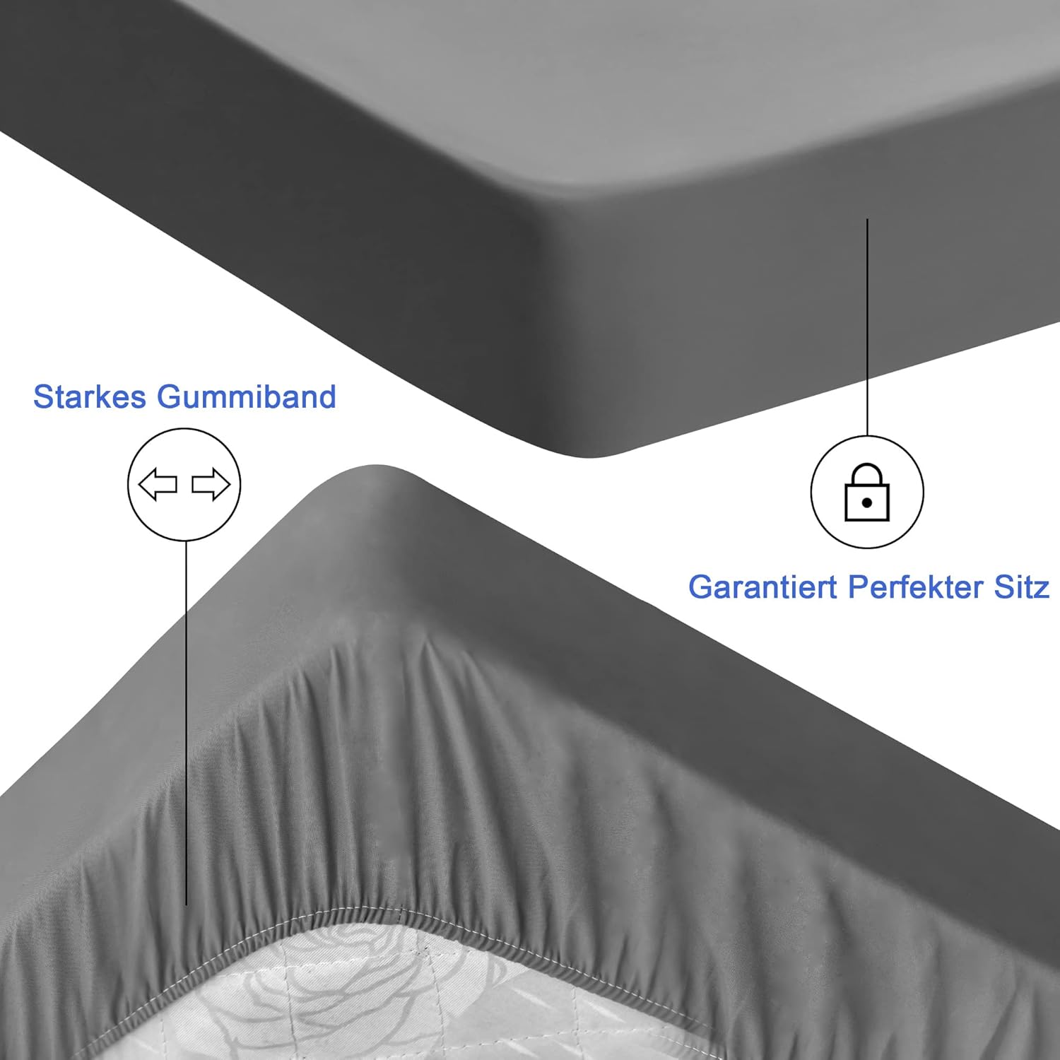 Thumbnail 3 de Wasserdichter Matratzenschoner (Spannbettlaken) 140x200 cm – atmungsaktiv, wasserdicht, Grau