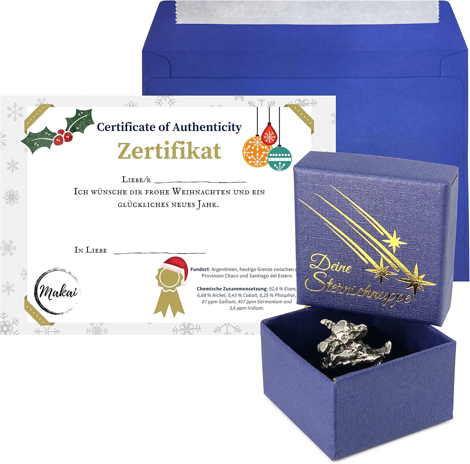 Thumbnail 1 de Makai echter Meteorit Sternschnuppe mit Echtheits-Zertifikat – Widmung & Herzbox