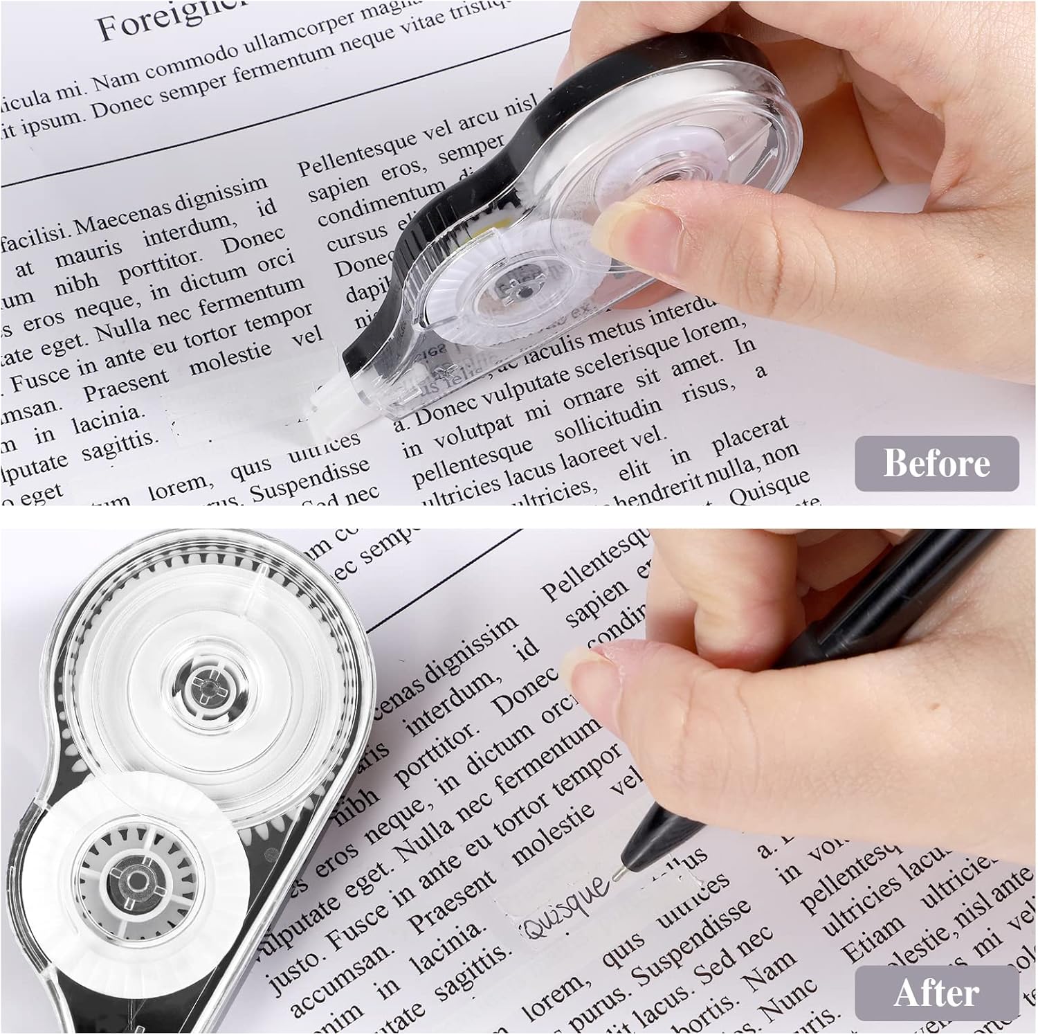 Detalle 2 de Yoosso 12 Pcs Correction Tape (12m x 5mm) – White mouse-style correction rollers for students & office