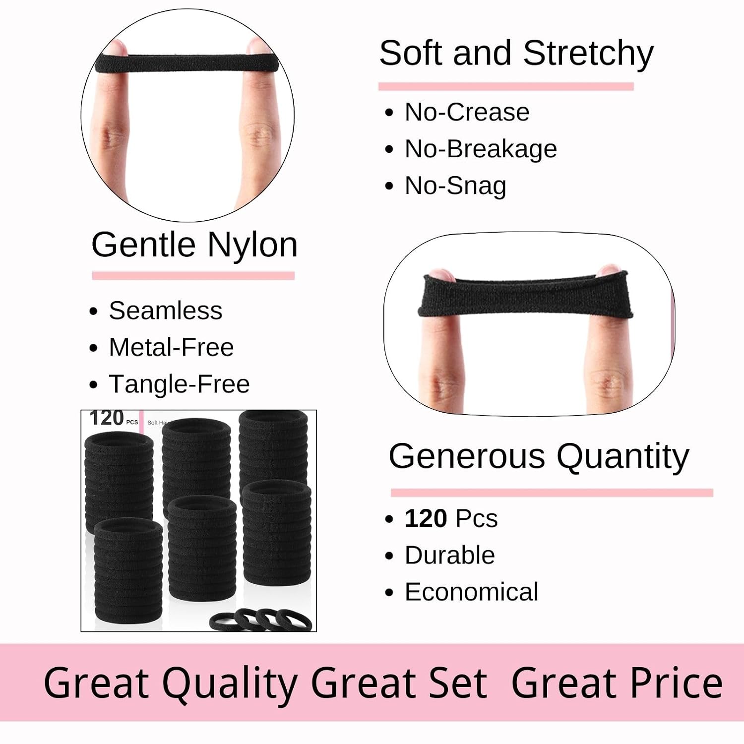 Detalle de LuSeren 120PCS Hair Ties ⚙