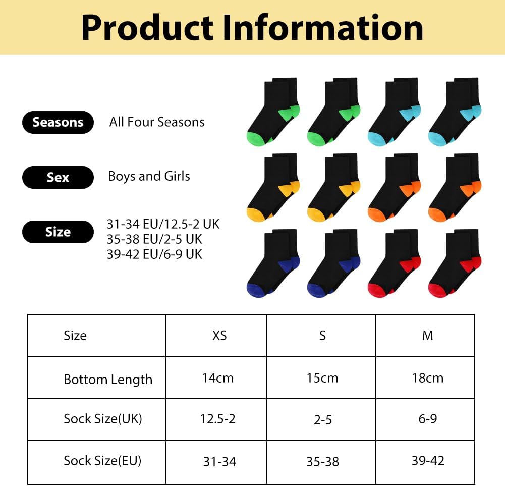 Thumbnail 6 de HAGOT 12 Paires Chaussettes de sport pour Enfants