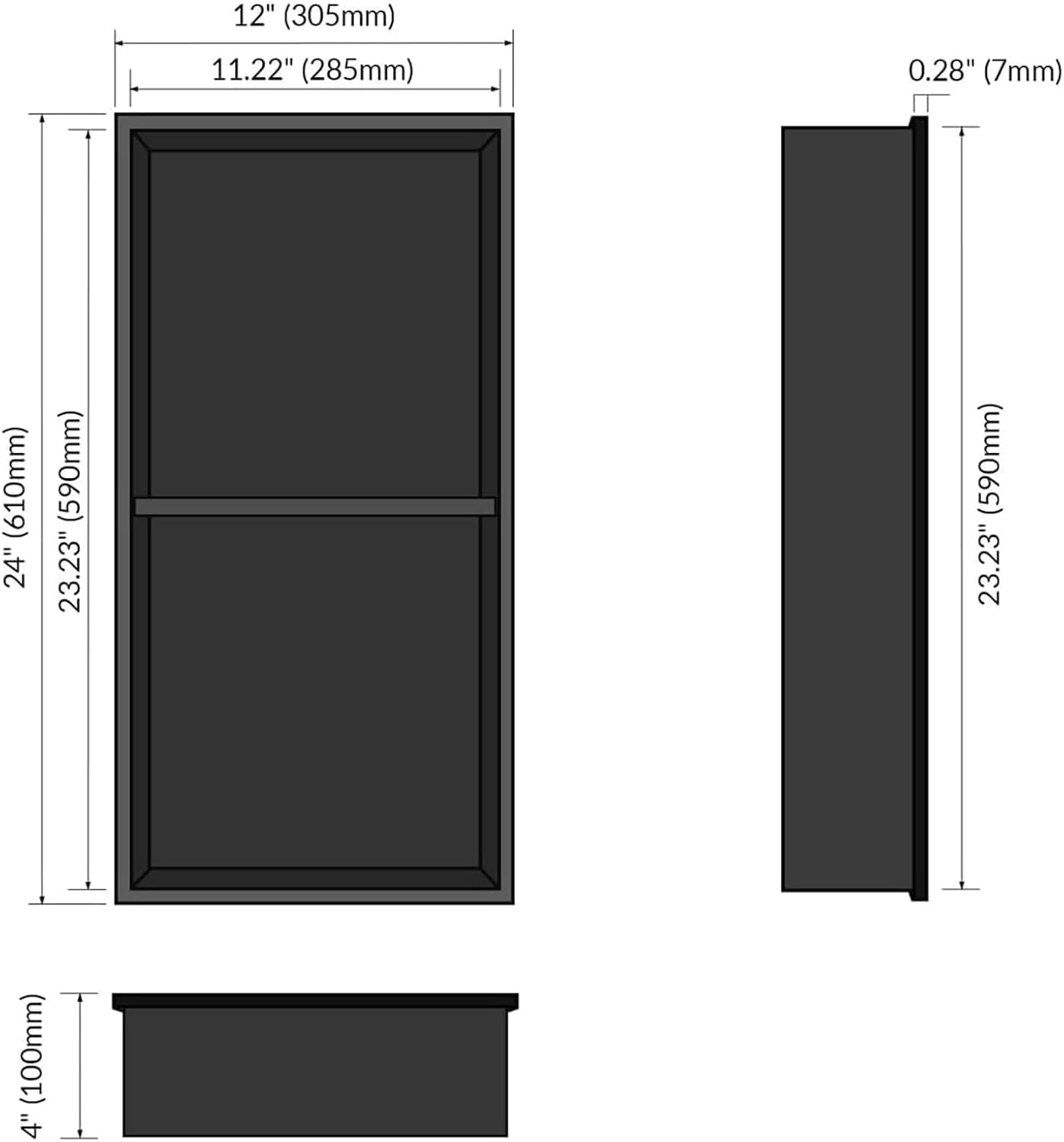Detalle de Green & Spring Greenspring Trapezoid Shower Niche, 2-Tier Matte Black Stainless Steel