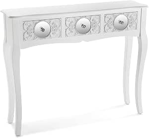 Detalle de Versa Indra Mesa Consola Blanco para Entrada con 3 Cajones 🛋