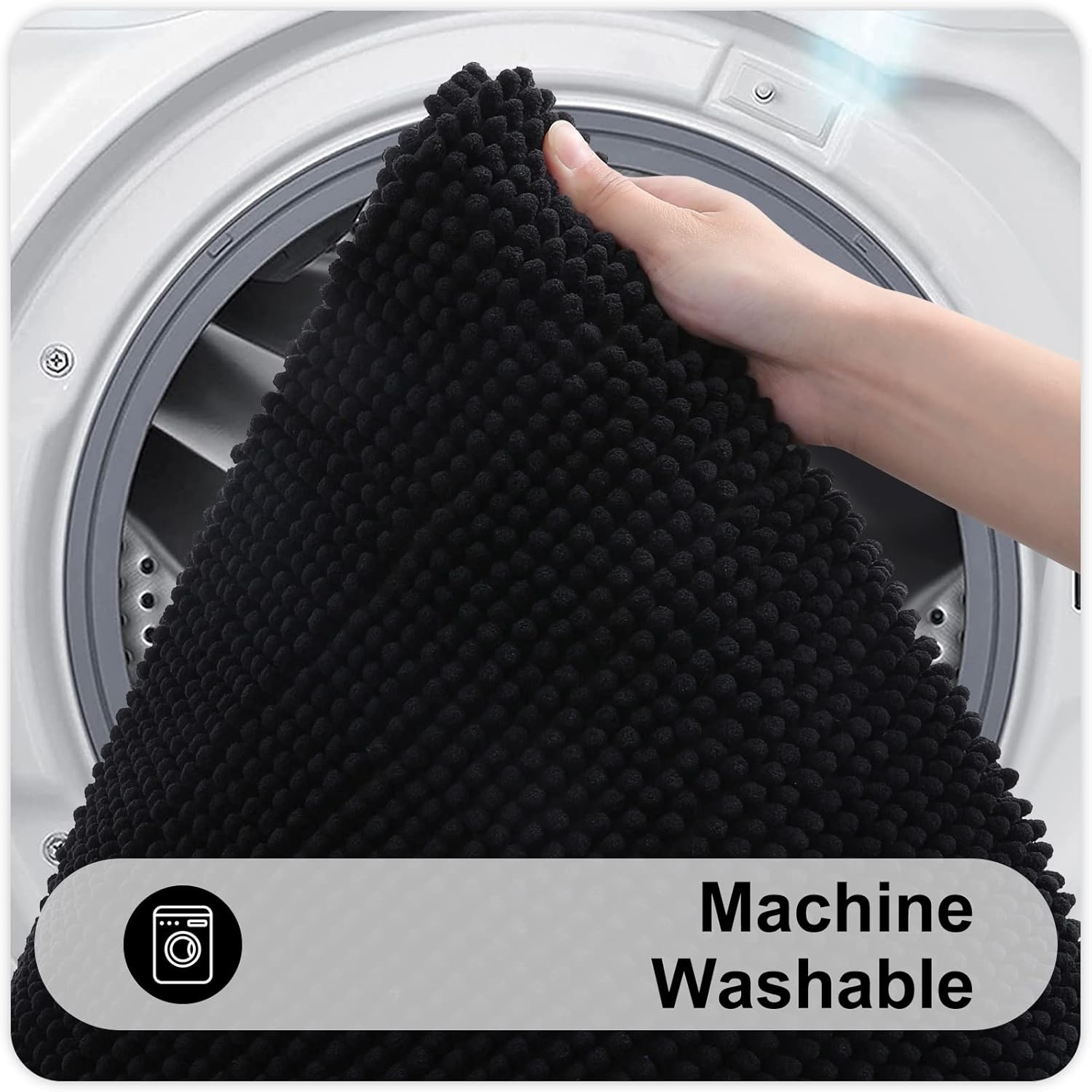 Thumbnail 6 de Smiry Non Slip Chenille Bath Mat (Extra Soft, Super Absorbent) 40 x 60 cm, Black