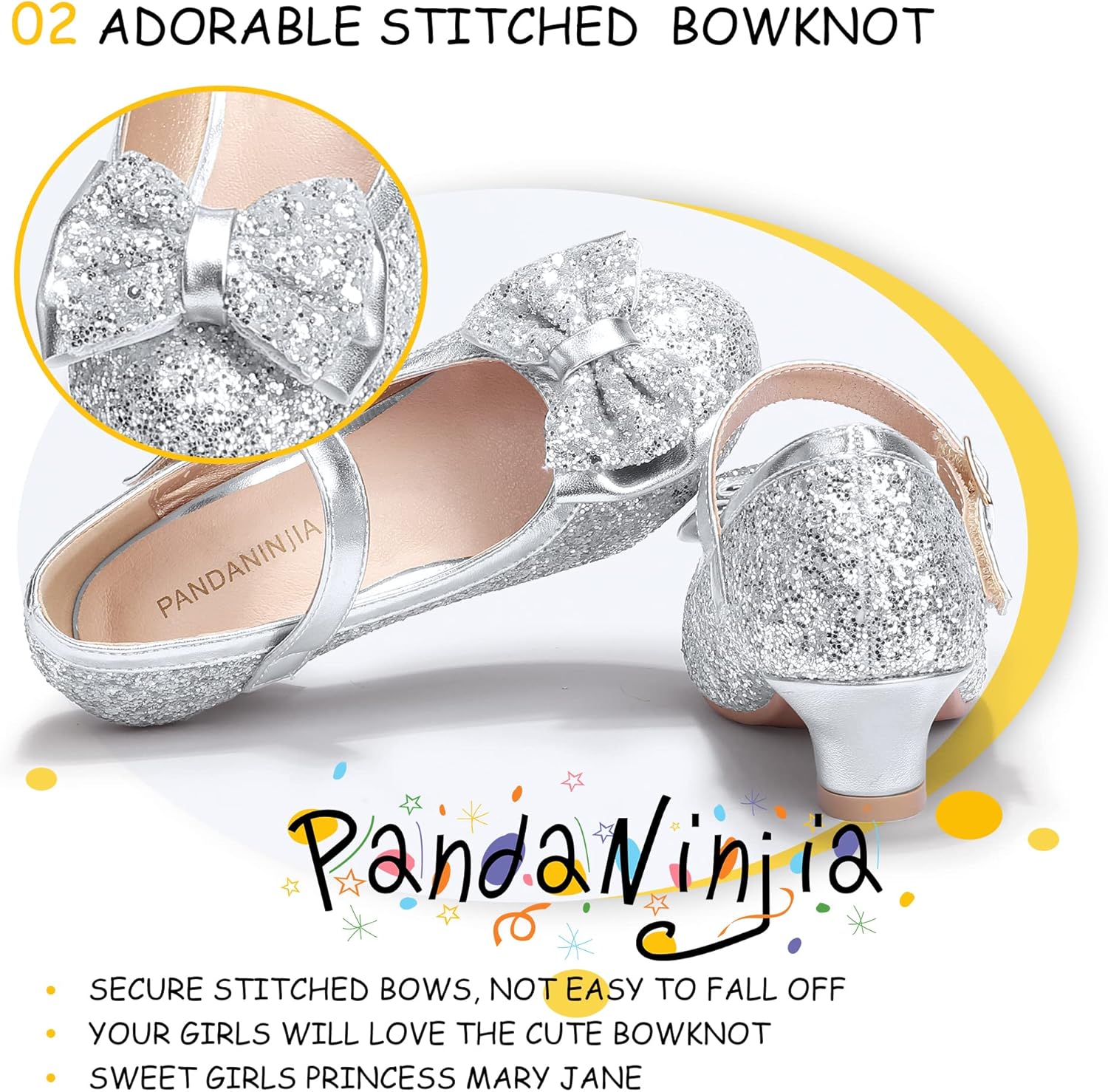 Thumbnail 4 de PANDANINJIA Girls Toddler/Jada Dress Mary Jane Pumps with Bow — Low Heel Party Shoes