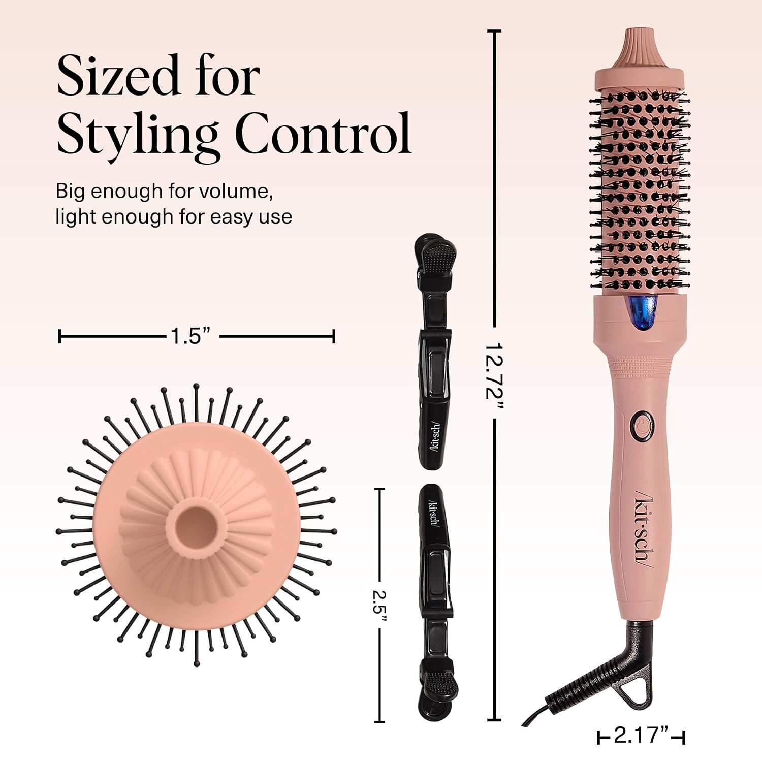 Detalle de Kitsch Thermal Round Brush (Heated Round Brush) with 1.5 in Ceramic Barrel for Blowout Volume & Shine