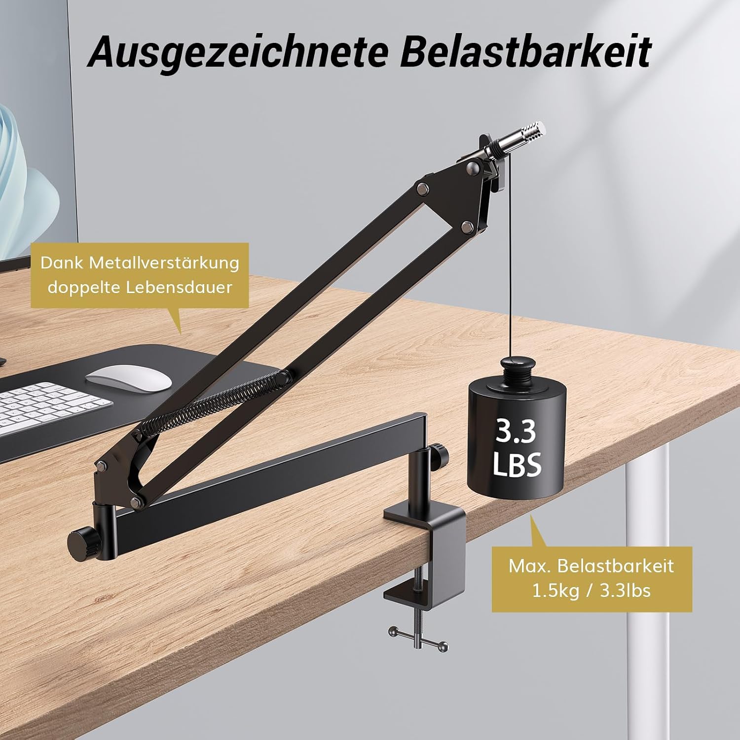 Thumbnail 2 de TONOR T20LP Mikrofonarm Low Profil für Monitorunterseite, bis 1,5 kg Traglast, 38 cm + 35 cm, schwarz