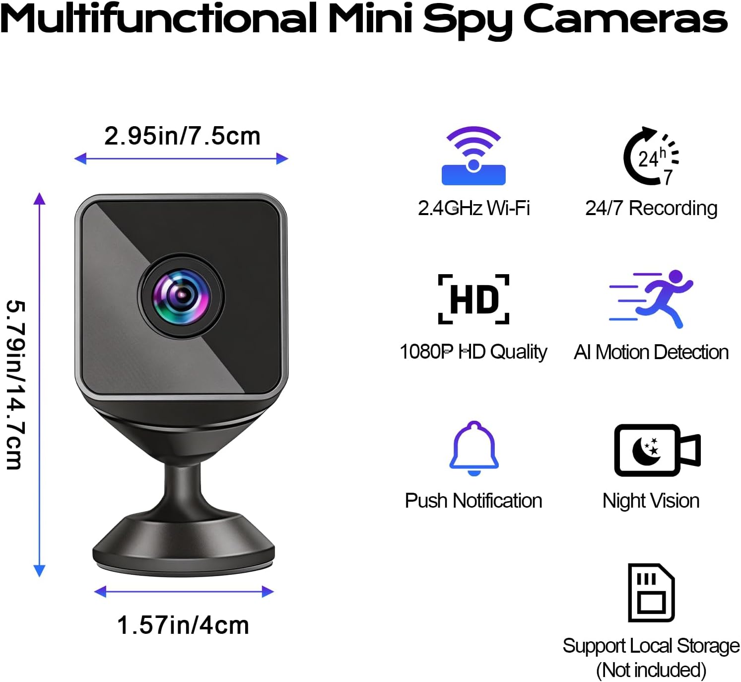 Thumbnail 1 de UTOPYANG Mini Spy Hidden Camera with 1080P: 150° Wide View, AI Motion Detection & 24/7 Night Vision