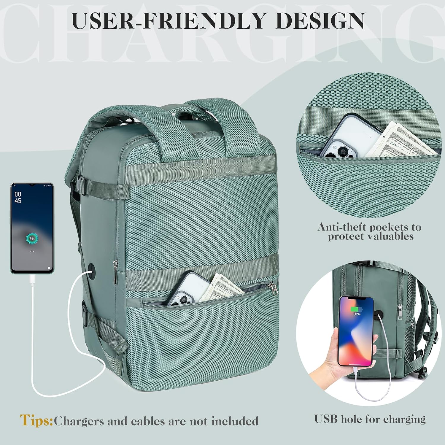 Detalle de Hayayu for Easyjet Cabin Bag 45x36x20 underseat backpack