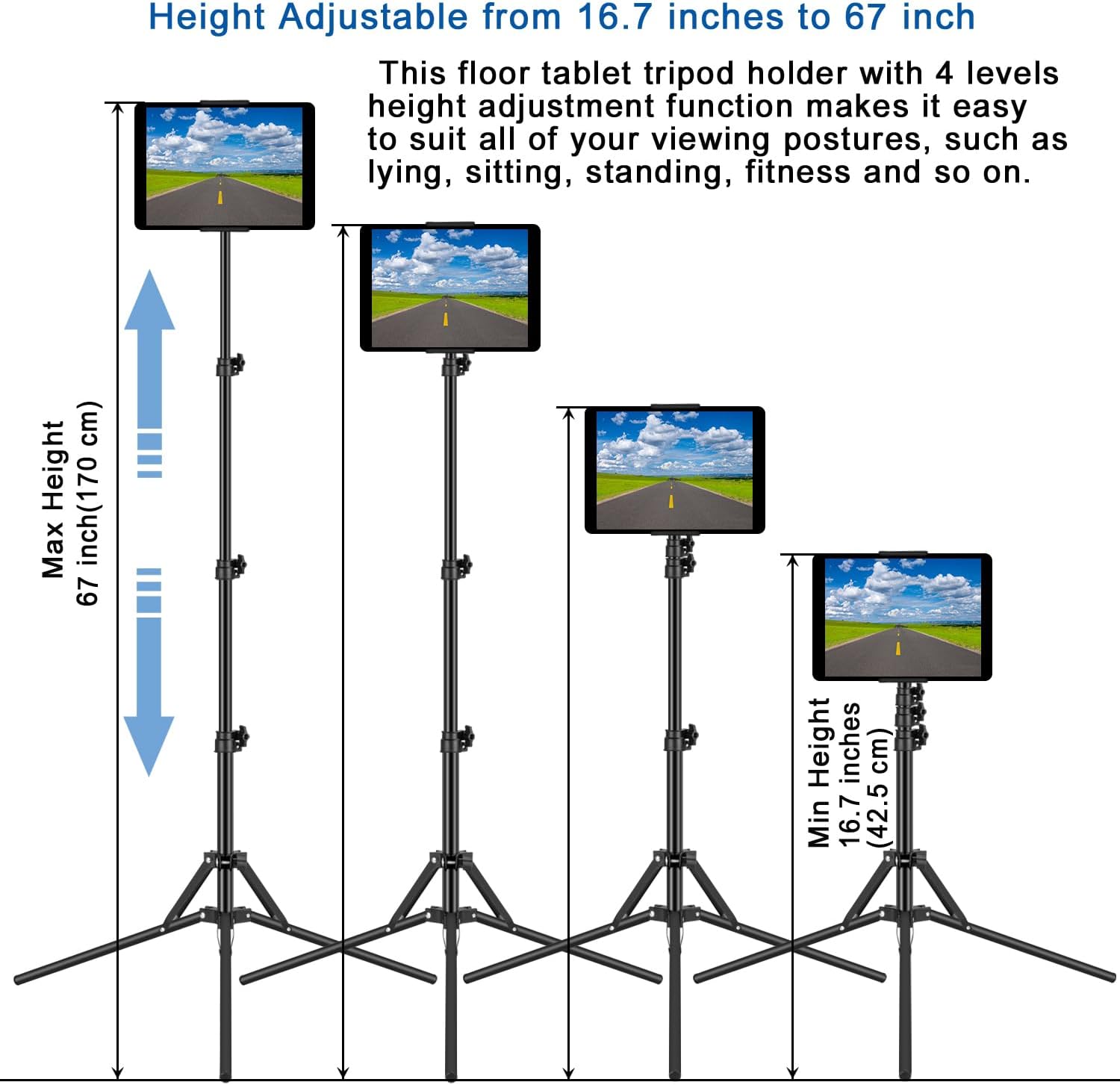 Thumbnail 5 de iPad Gooseneck 65-inch Floor Tripod Stand for tablets