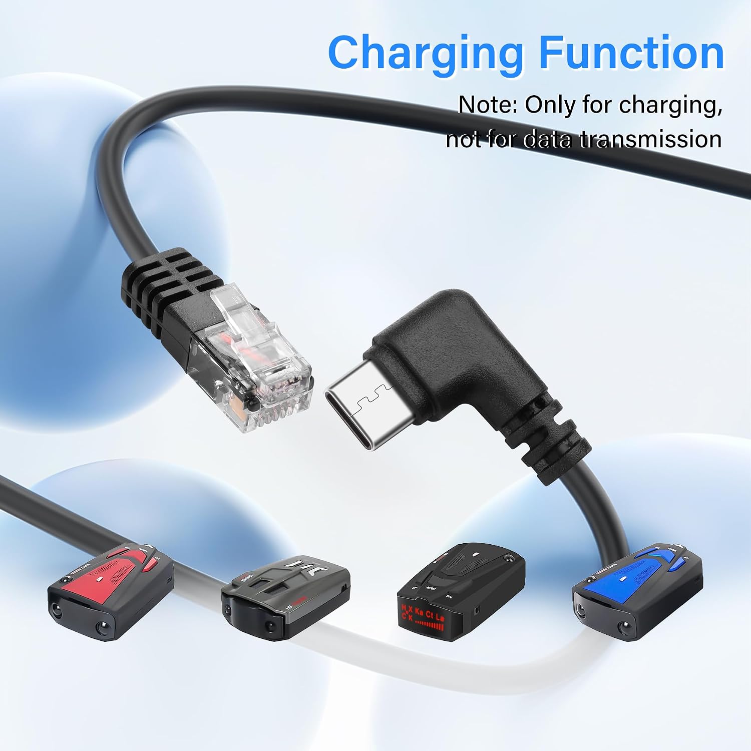 Detalle de SinLoon 90° USB C to RJ11 Plug Cable for Radar Detectors – 5.57ft