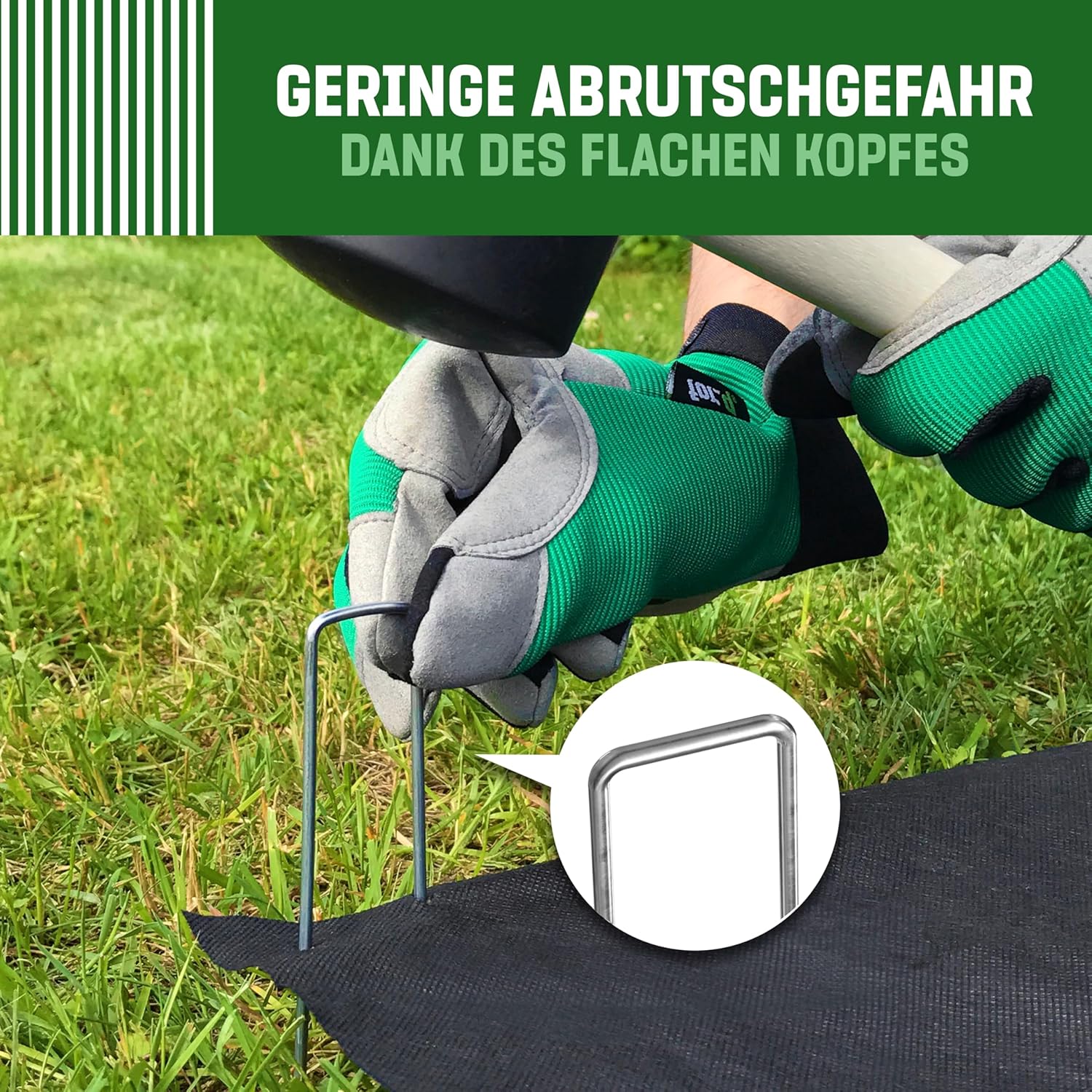 Detalle de GardenGloss Anti-Rost Erdanker aus Stahl (50 Stück) – 150 mm lang, 25 mm breit, Ø 3 mm
