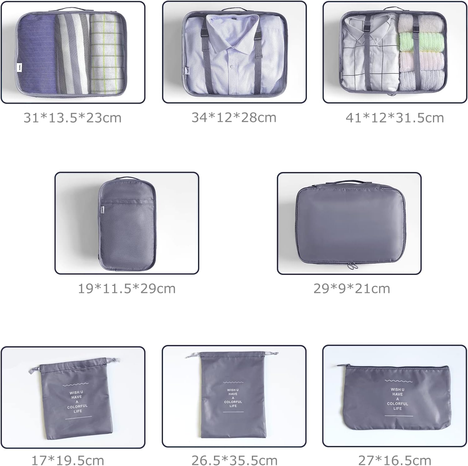 Detalle 2 de Koffer Organizer Set 8-teilig in Grau