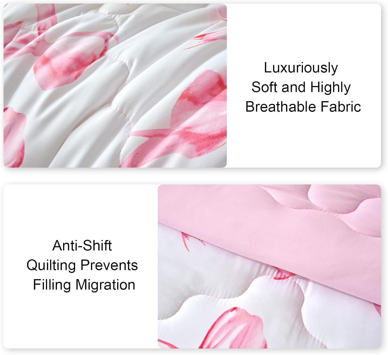 Detalle 2 de Wajade Pink Bow King Duvet Set (220 x 240 cm) with Two Pillowcases – Soft, Reversible, All-Season