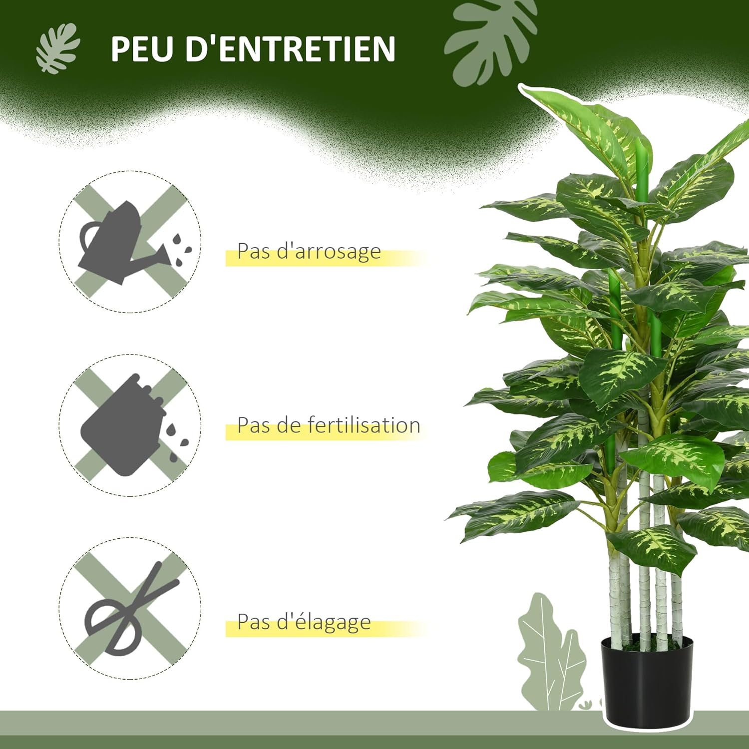 Thumbnail 4 de HOMCOM Calathea artificielle 120 cm pot ciment